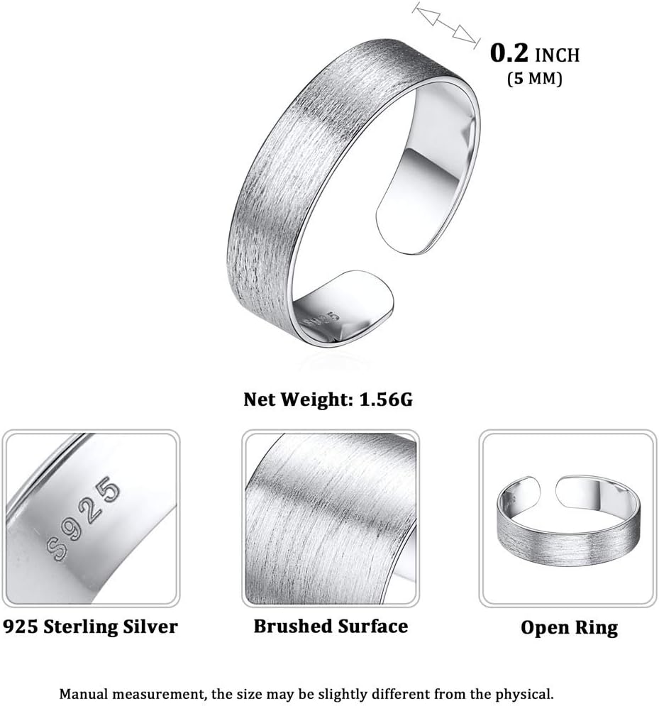 High Polished Plain Brushed Dome Adjustable Flat Wide Cuff Ring for Women Details: Dimensions, Hypoallergenic, Ring Size-8(Can be adjusted slightly 6-12 ). Ring Width: 5MM, 10MM, 15MM.
