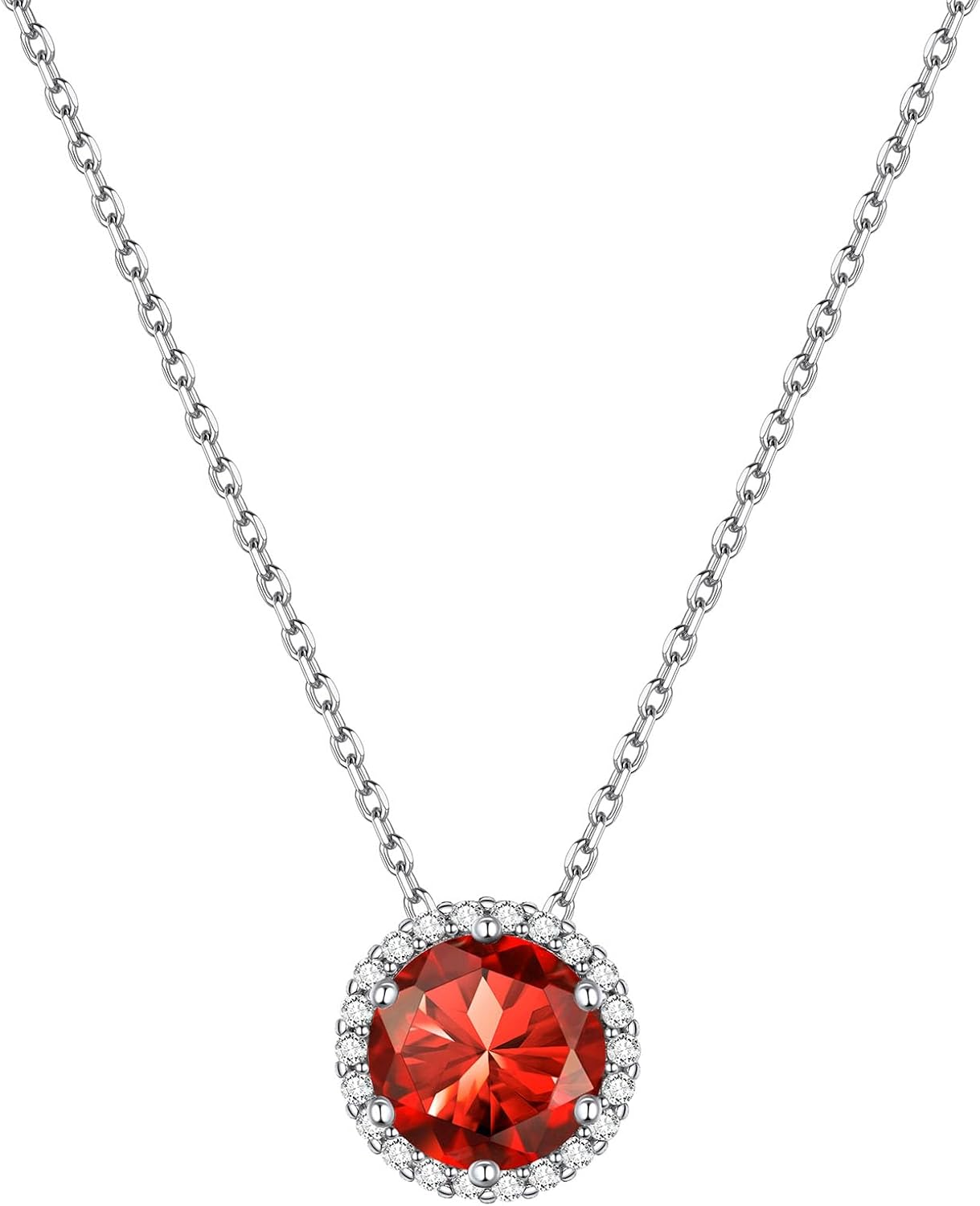 Round Cut Birthstone with Cubic Zirconia Necklace