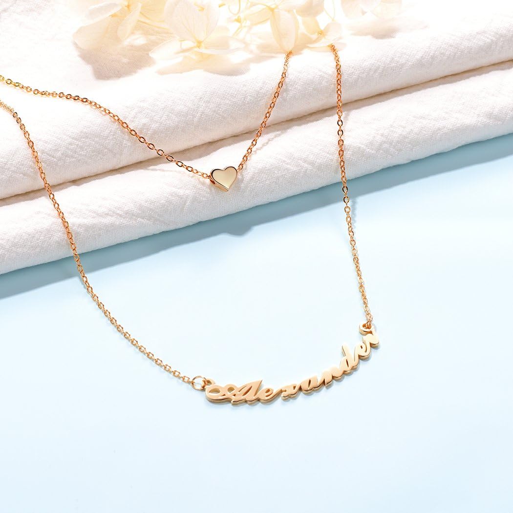 Customizable Name Heart Pendant Choker Necklace