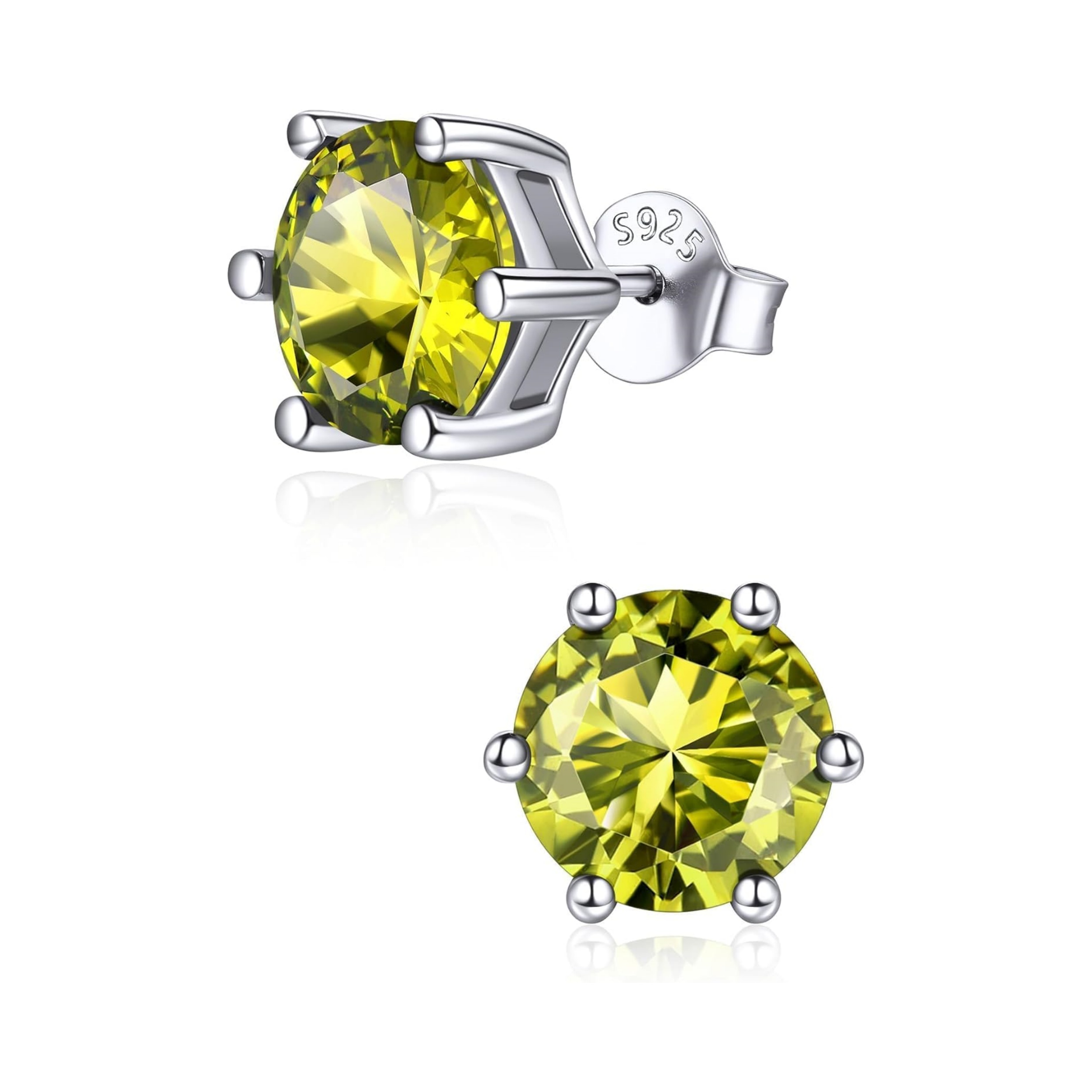 8.5mm Sparkling Round Cut Birthstone Halo Stud Earrings