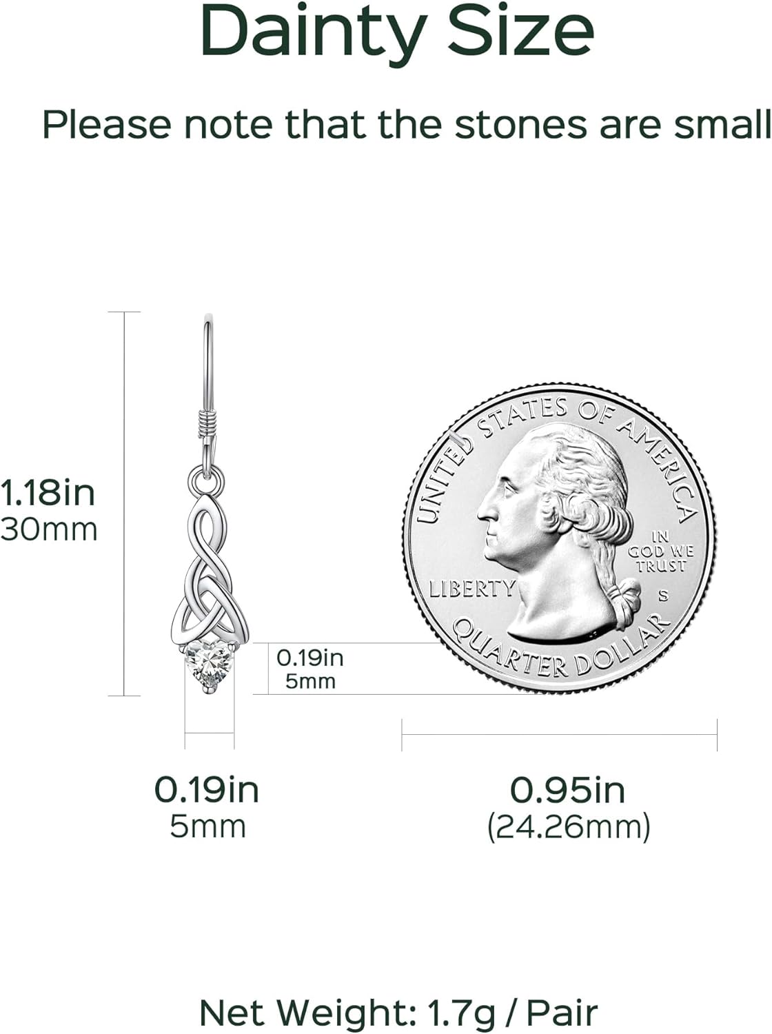 12 Months Sparkling Heart Birthstone & Celtic Knot Drop Dangle Hook Earrings, april birthstone, Diamond Jewelry, Aries Birthstone, Taurus Birthstone, sterling silver jewelry, gift idea