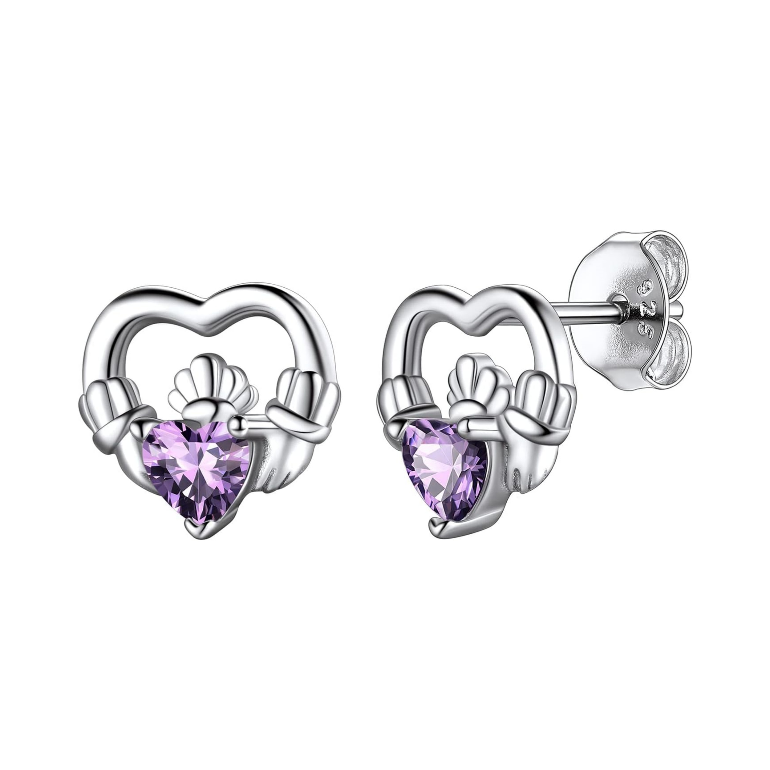 Dainty Claddagh Celtic Heart Stud Earrings
