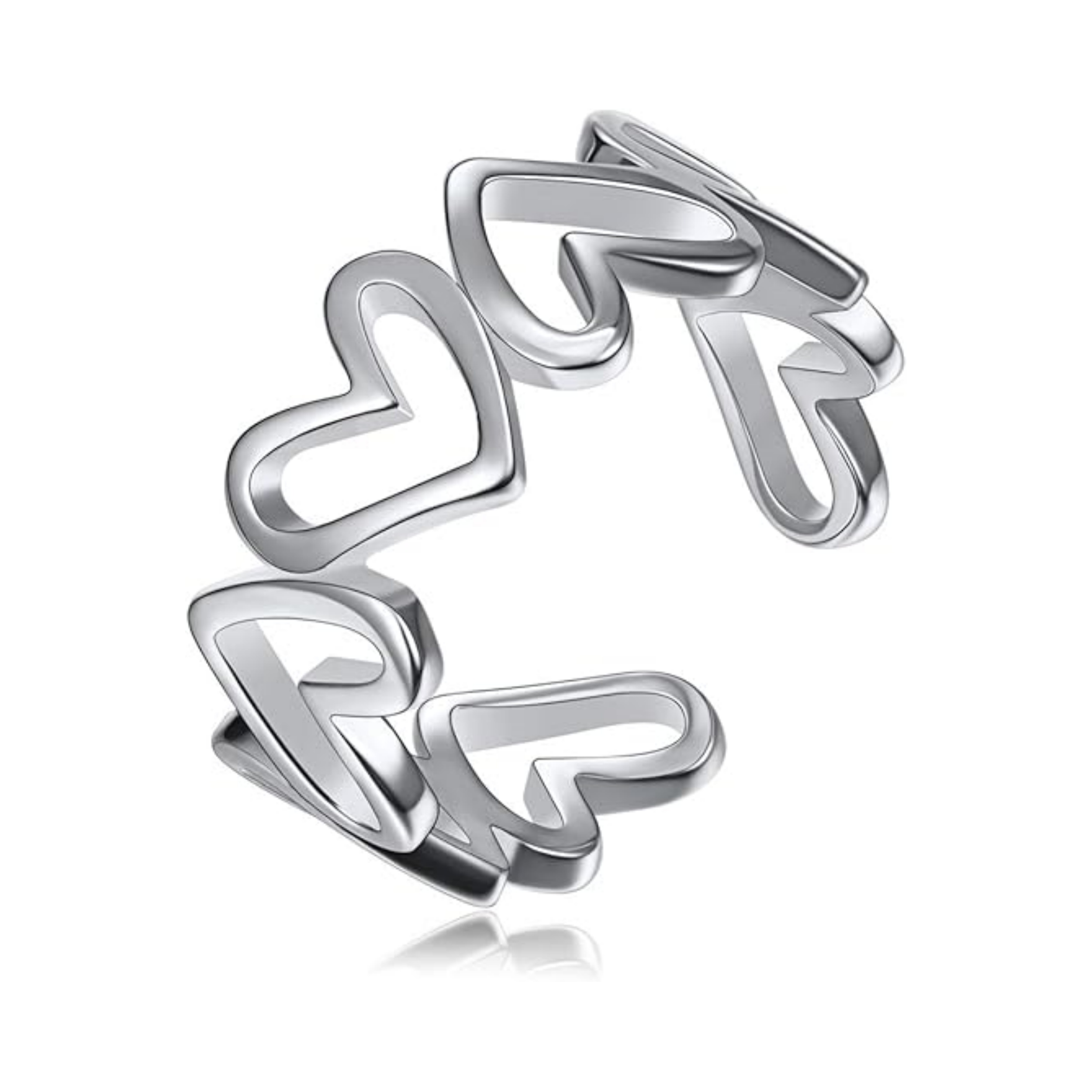 Minimalist Heart High Polish Adjustable Ring