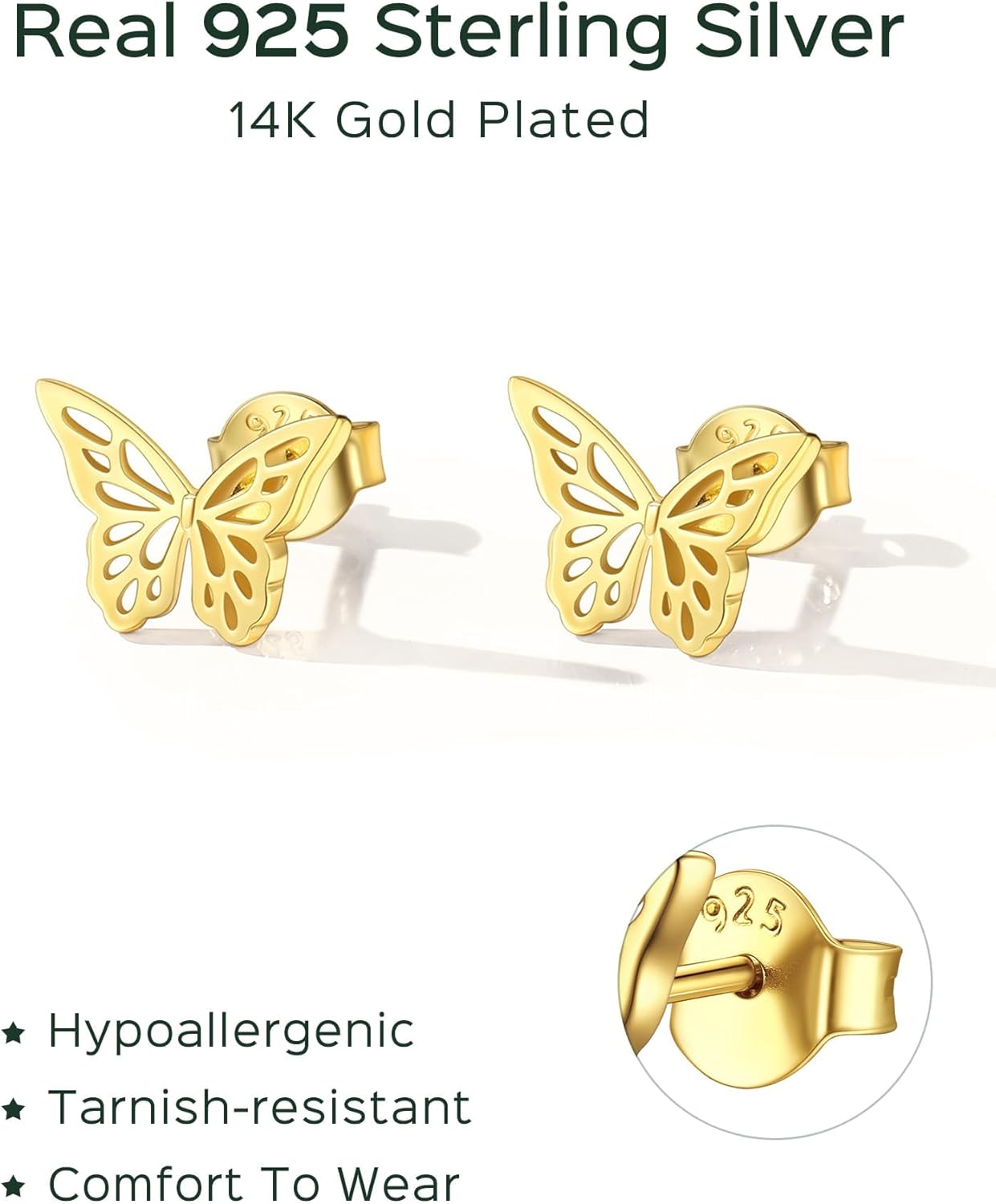 Sterling Silver Butterfly Stud Earrings