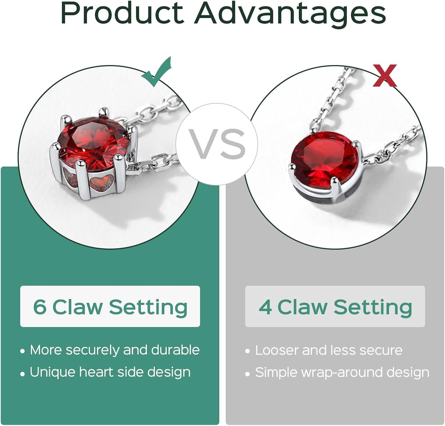 12 Months Sparkling Round Cut Created Birthstone Necklace for women,  jan birthstone, Garnet Necklace, Capricorn Birthstone, Aquarius Birthstone, sterling silver jewelry, gift idea