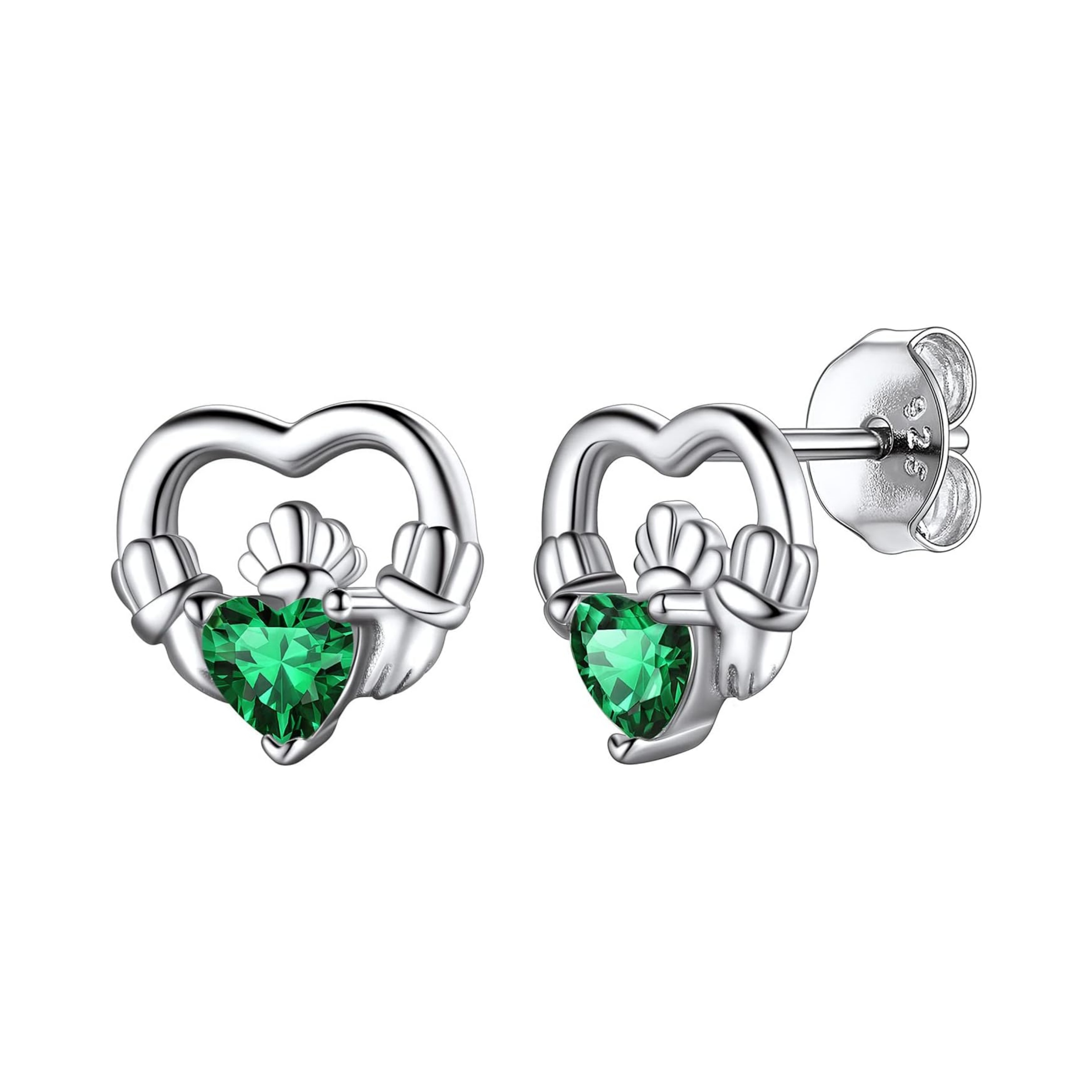 Dainty Claddagh Celtic Heart Stud Earrings