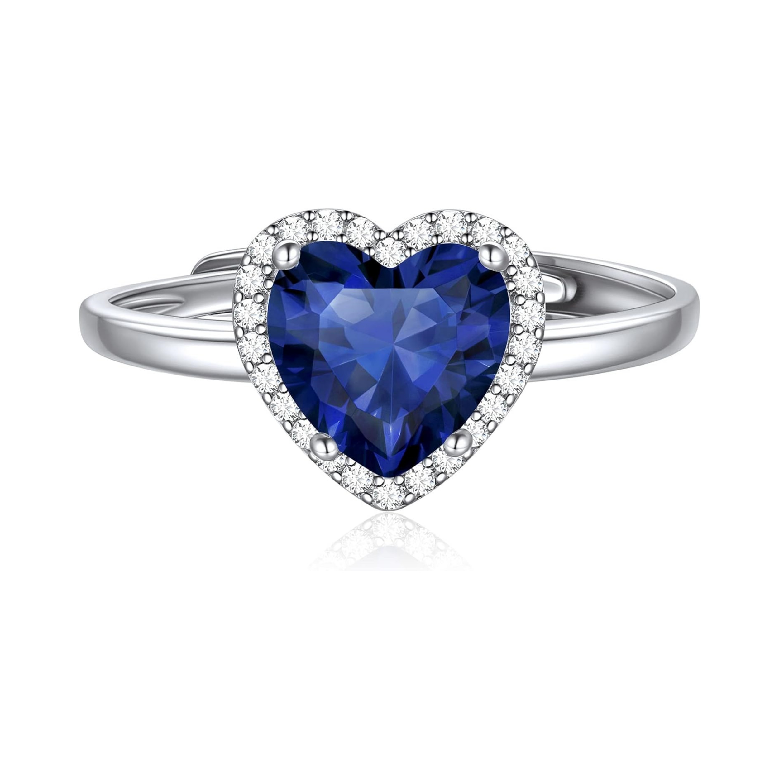 Heart Emerald Cut September Birthstone Promise Ring