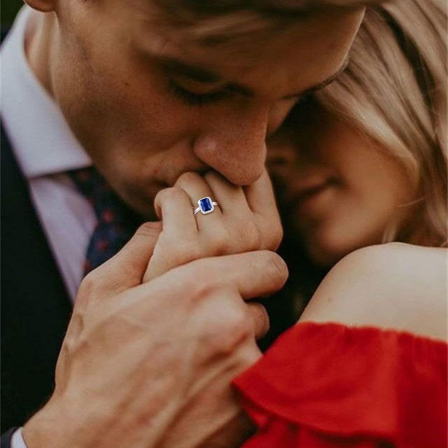 Square Emerald Cut Birthstone Promise Ring for her