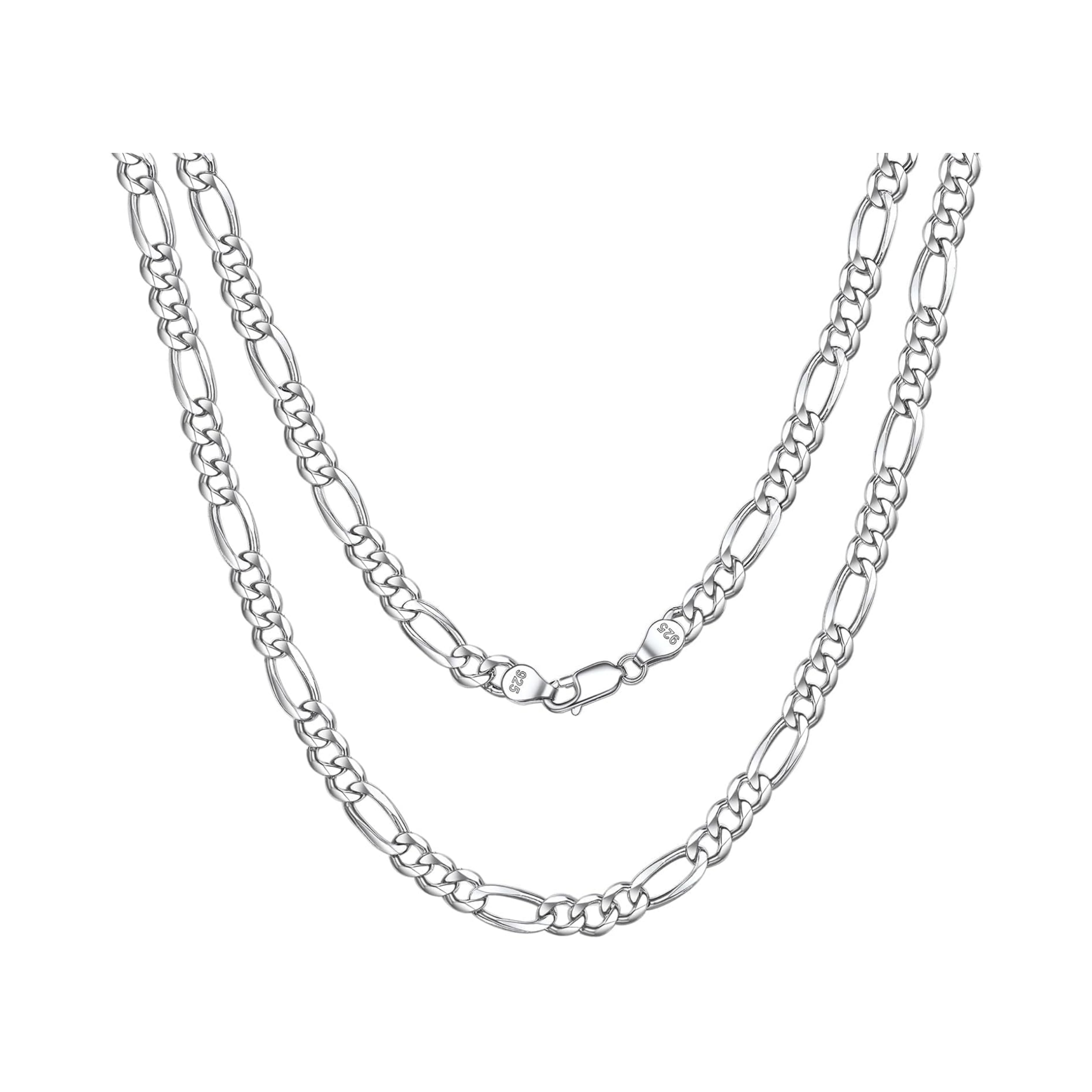 5mm Solid 925 Sterling Silver Figaro Chain for Men & Women