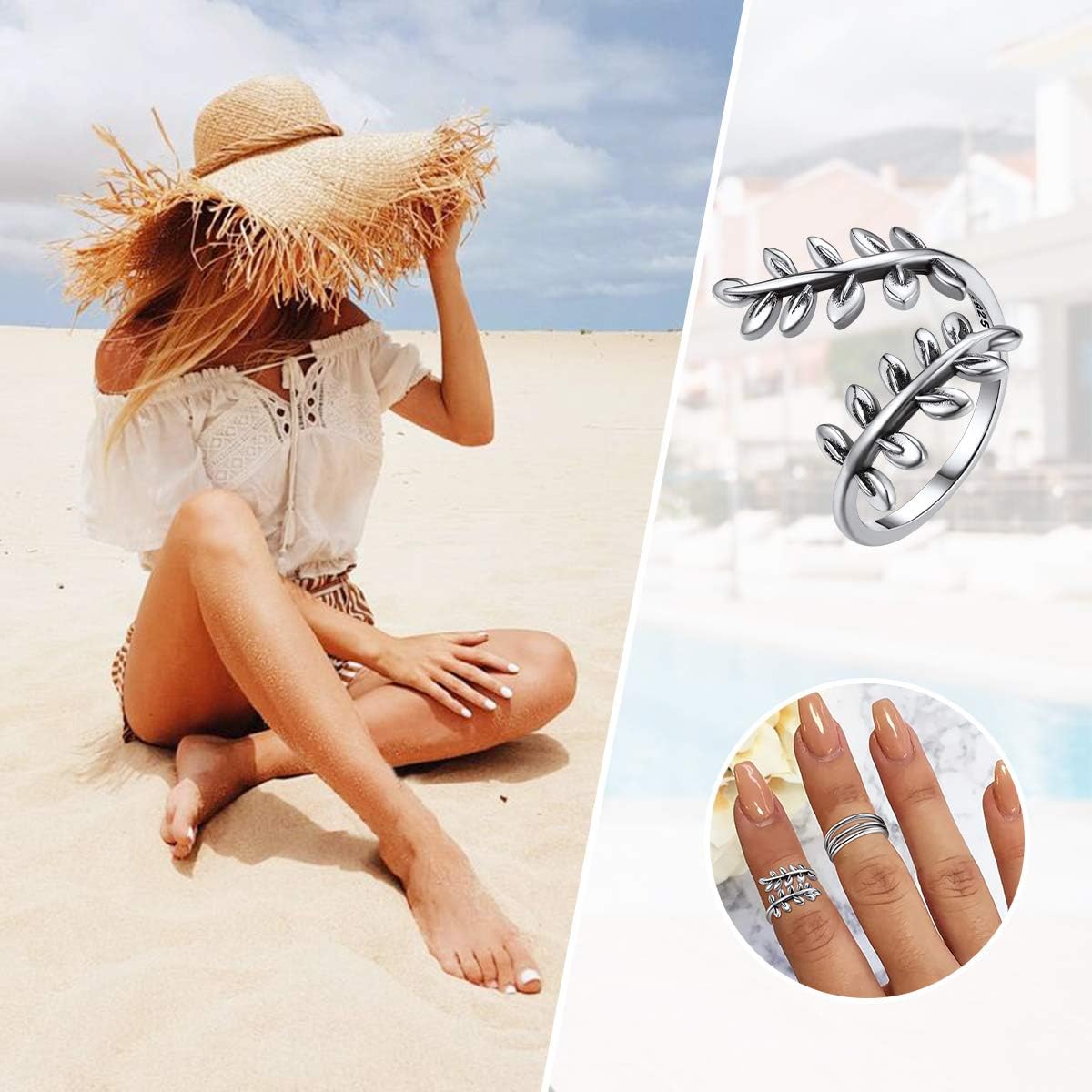 Adjustable Open Leaf Wrap Toe Ring for Women
