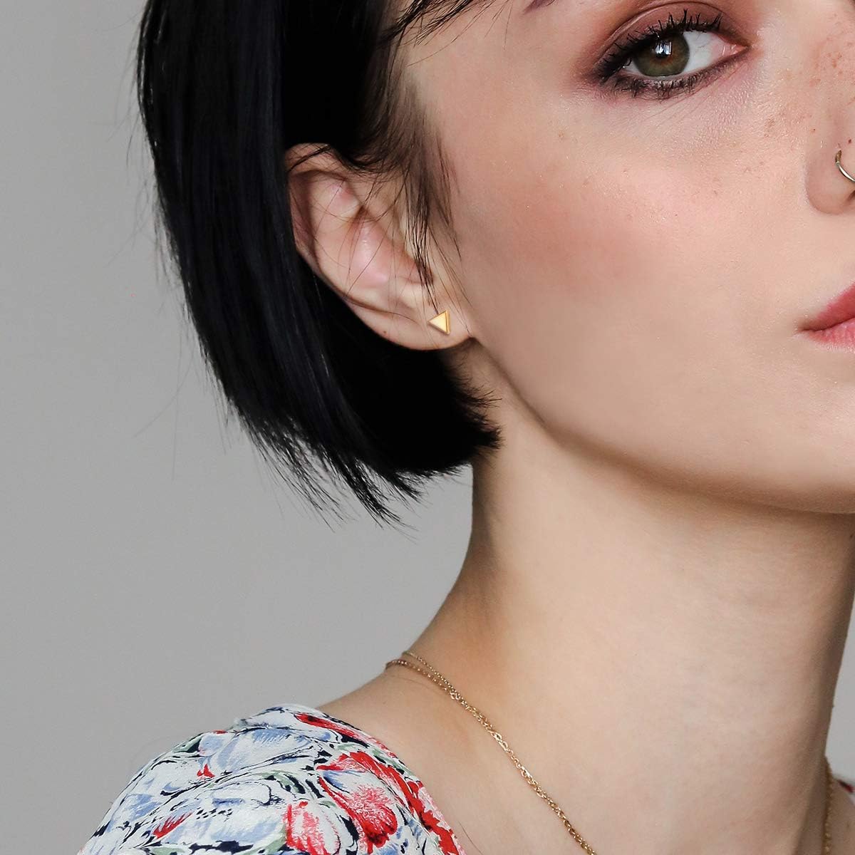 Hypoallergenic Minimalist Small Geometric Dainty Simple Triangle Studs for Women