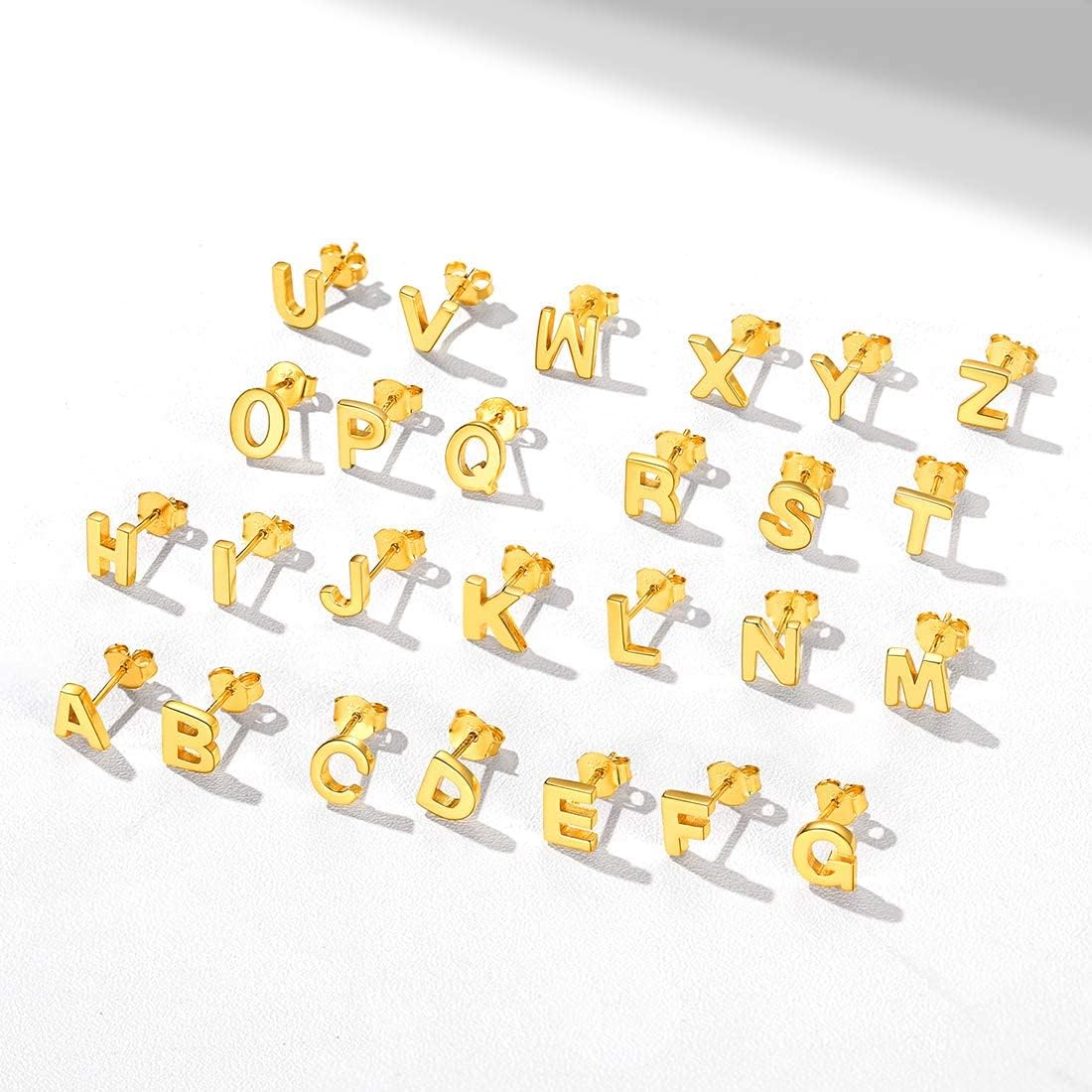 Gold ChicSilver Hypoallergenic Initial Letter Earrings Studs, sterling silver jewlery, 925 sterling silver earrings, Initial Earrings, gift idea,  A to Z  jewelry