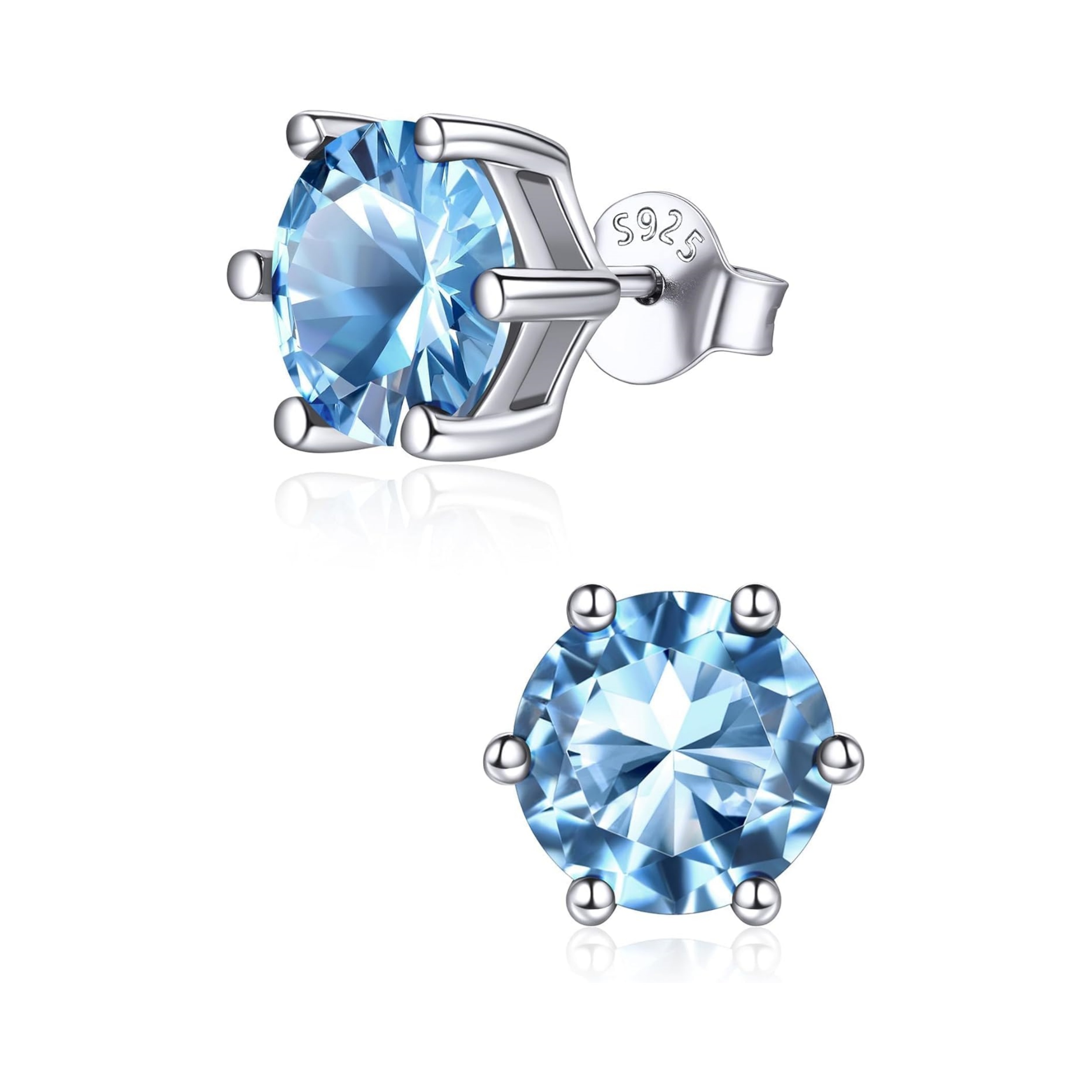 8.5mm Sparkling Round Cut Birthstone Halo Stud Earrings