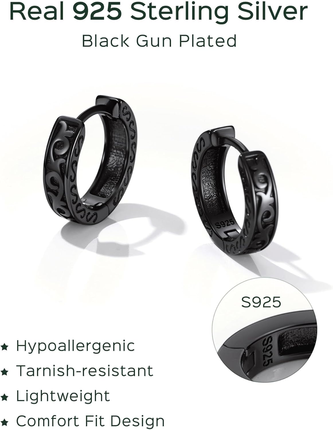 Sterling Silver Celtic Knot Vine Huggie Hoops Earrings