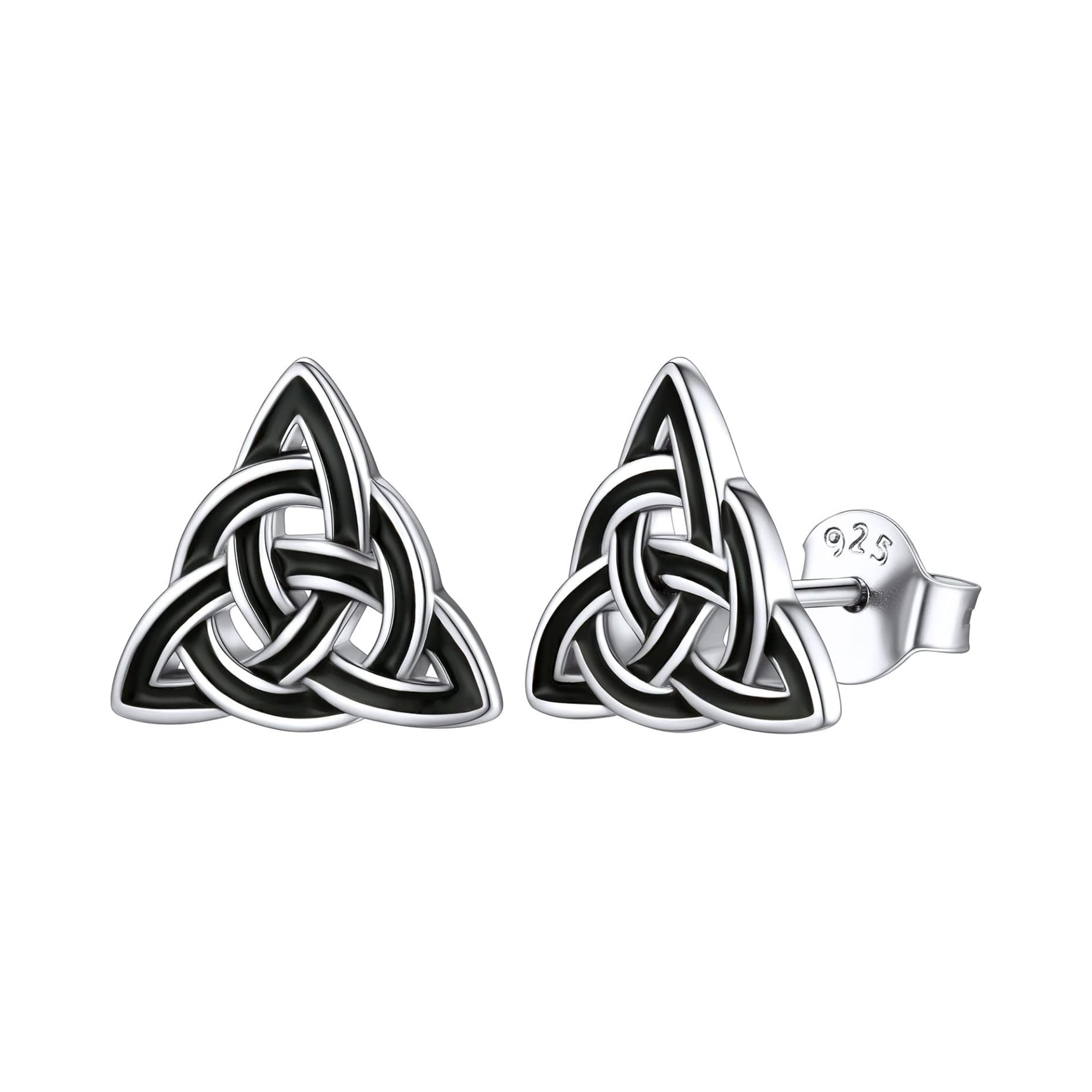 Black Minimalist Celtic Knot Earrings for Women