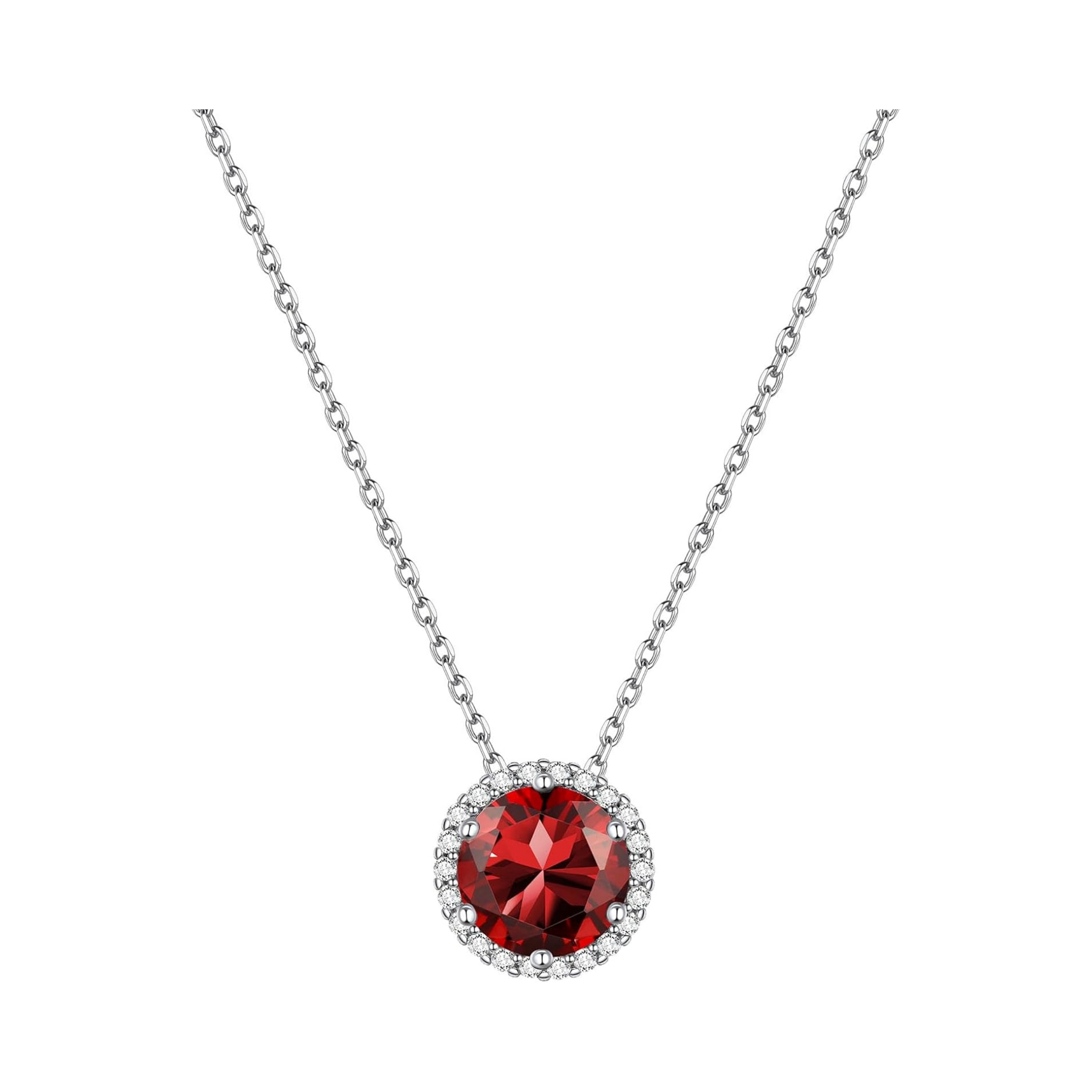 Round Cut Birthstone with Cubic Zirconia Necklace