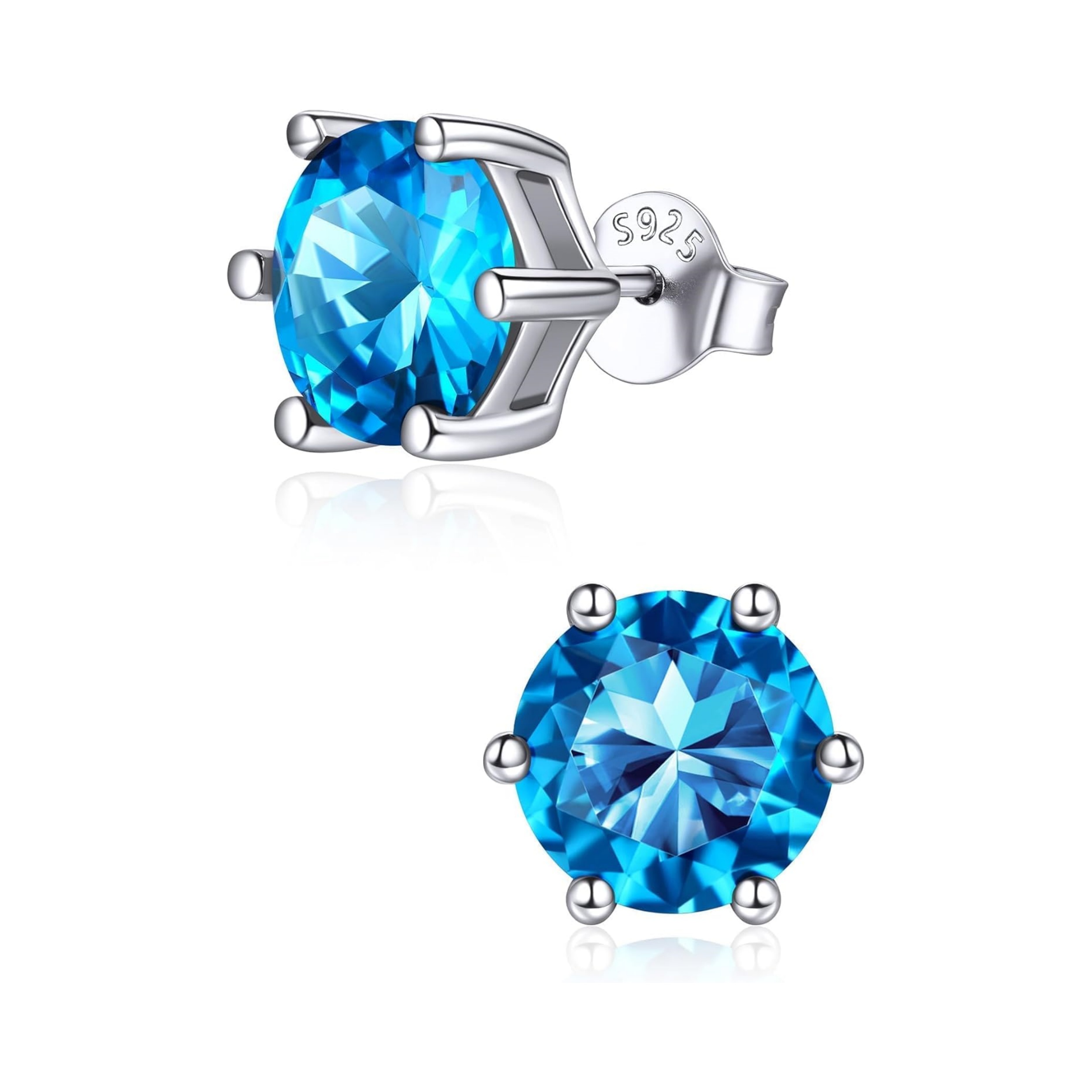 8.5mm Sparkling Round Cut Birthstone Halo Stud Earrings