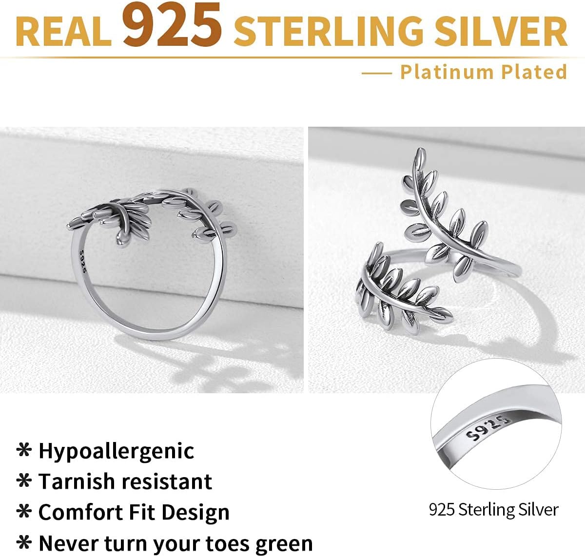 Sterling Silver Adjustable Open Leaf Wrap Toe Ring
