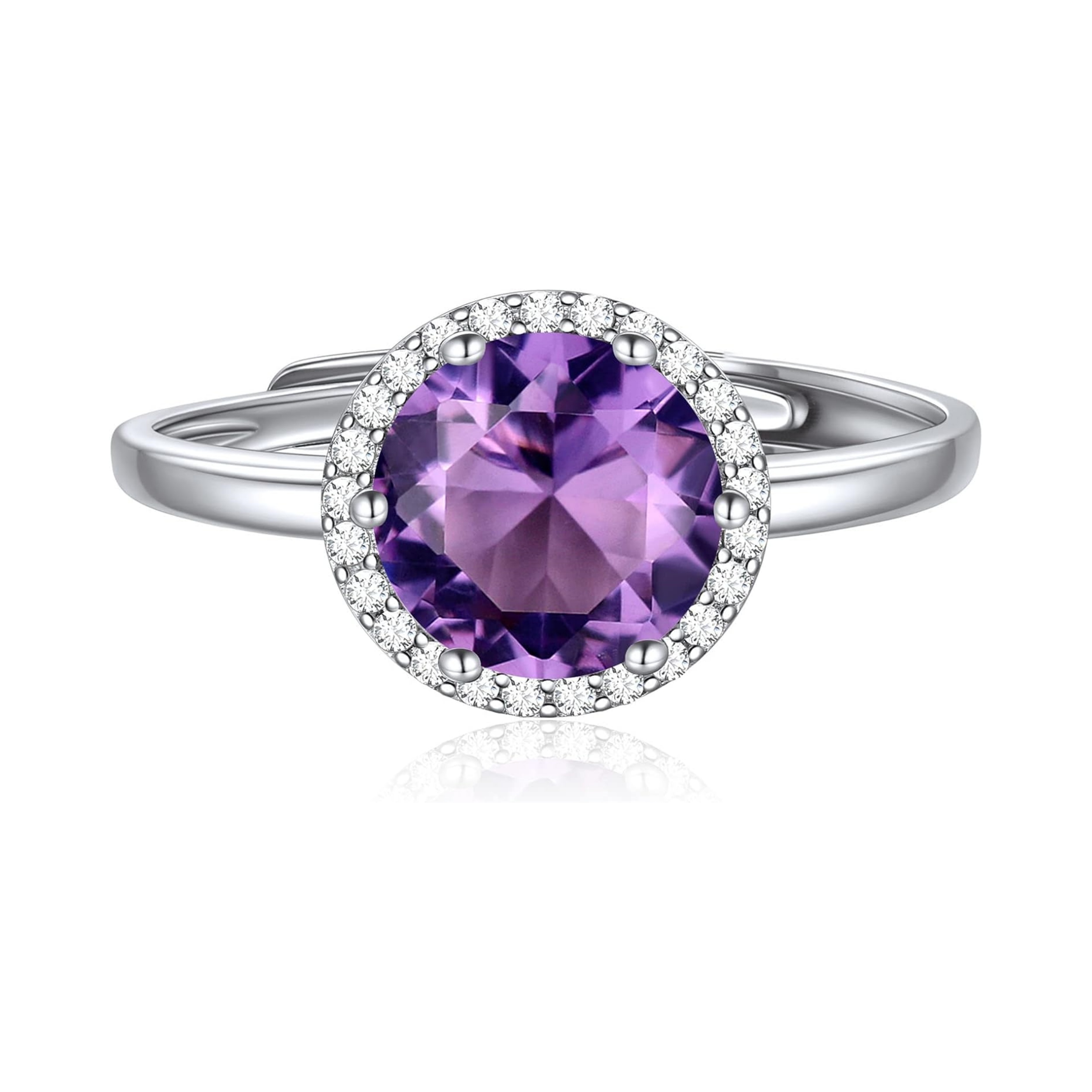 Round Cut February Birthstone Promise Ring