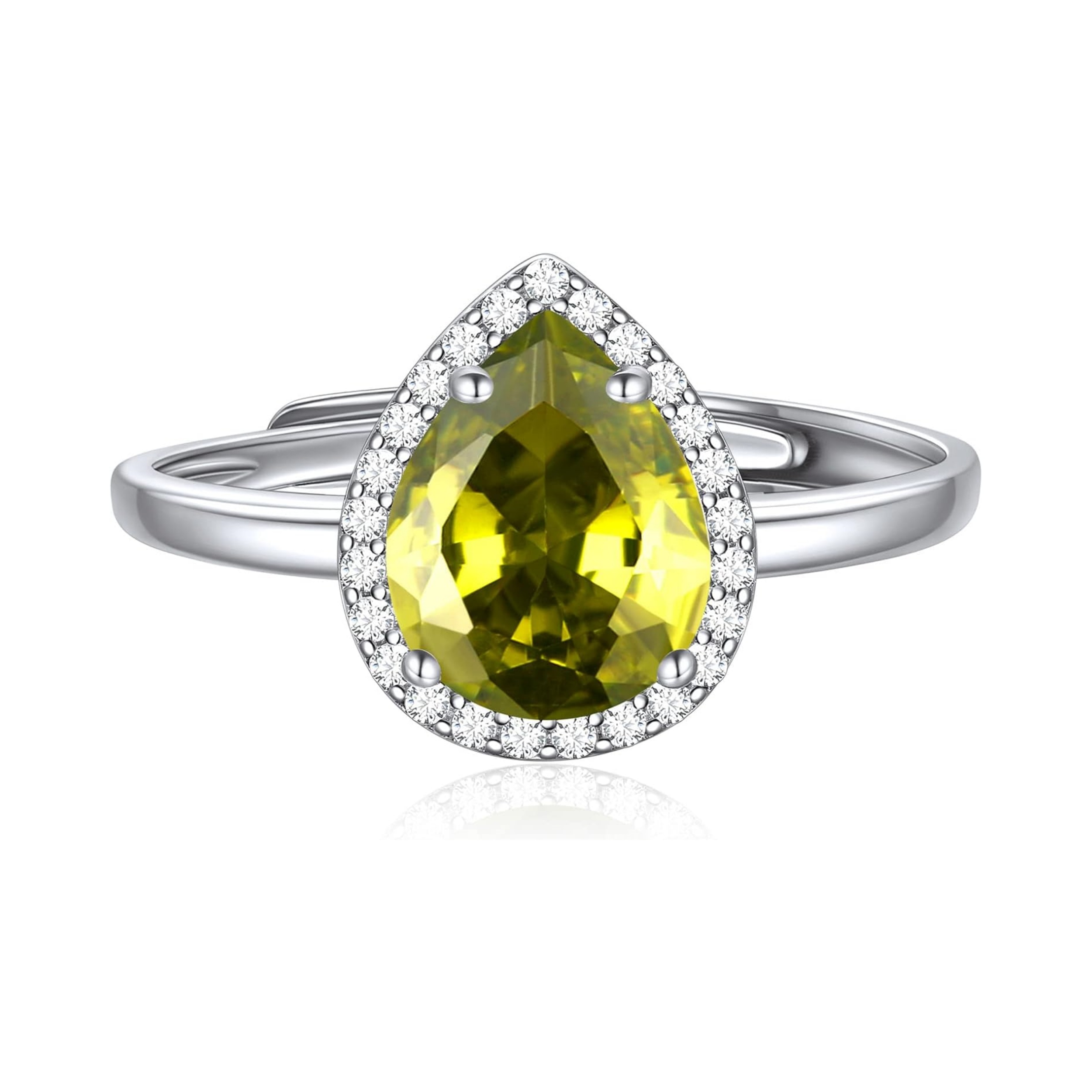 Pear Cut Teardrop August Birthstone Promise Ring 