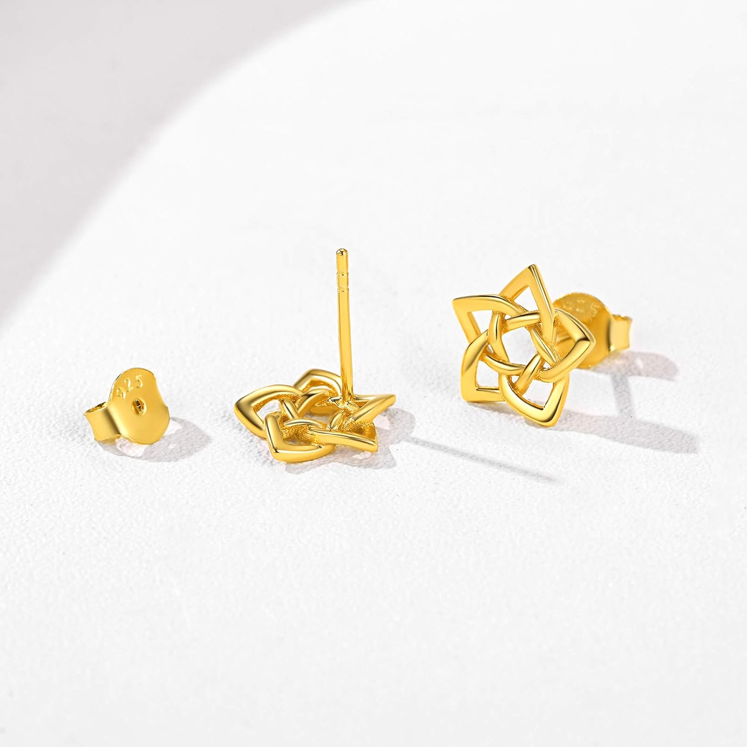 Irish Celtic Eternity Flower Love Knot Pentagram Stud Earrings