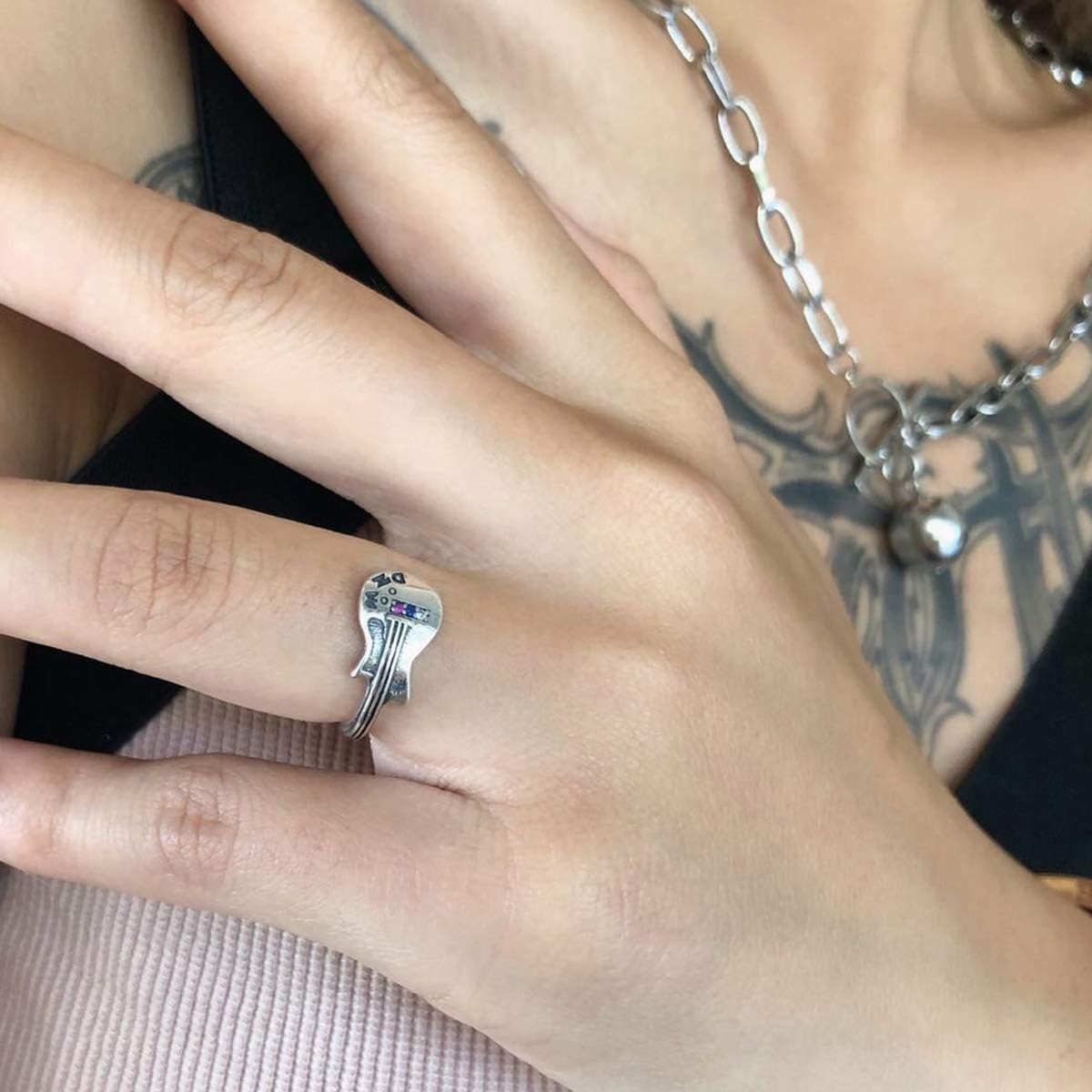 Guitar High Polish Adjustable Ring for Men