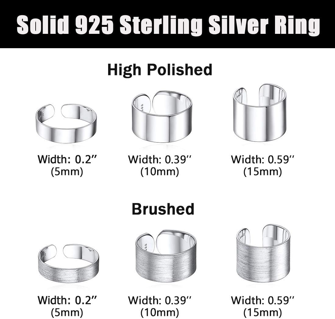 High Polished Plain Brushed Dome Adjustable Flat Wide Cuff Ring for Women in Different Size