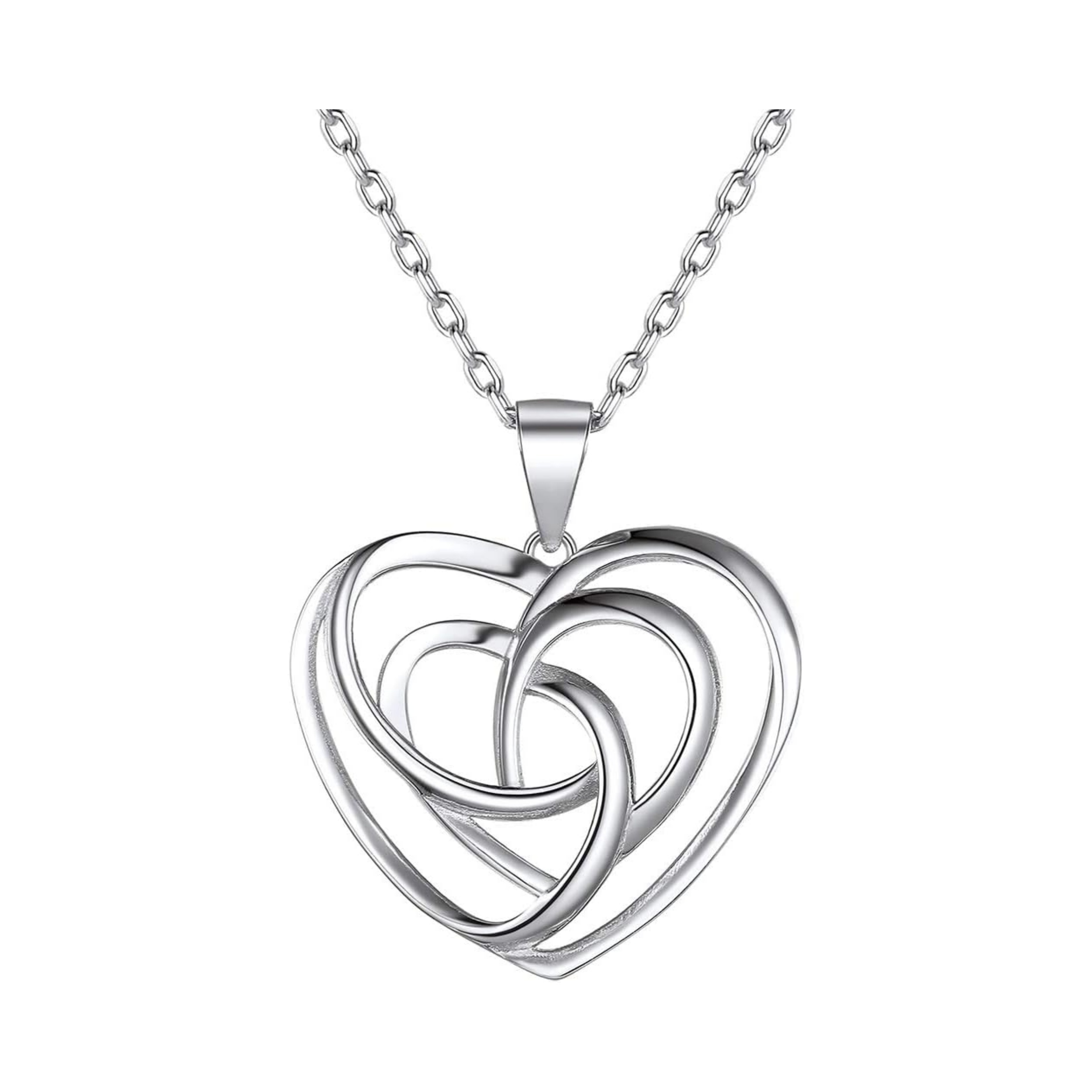 Silver Love Heart Celtic Knot Pendant Necklace