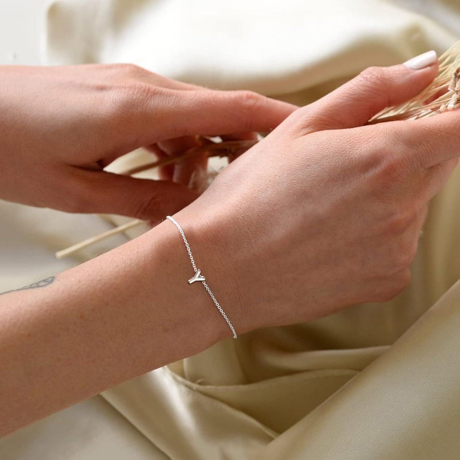 Minimalist Letter Dainty Initial Bracelets for Women, sterling silver jewlery, sterling silver bracelets, initial bracelet, gift idea,  A to Z  jewelry