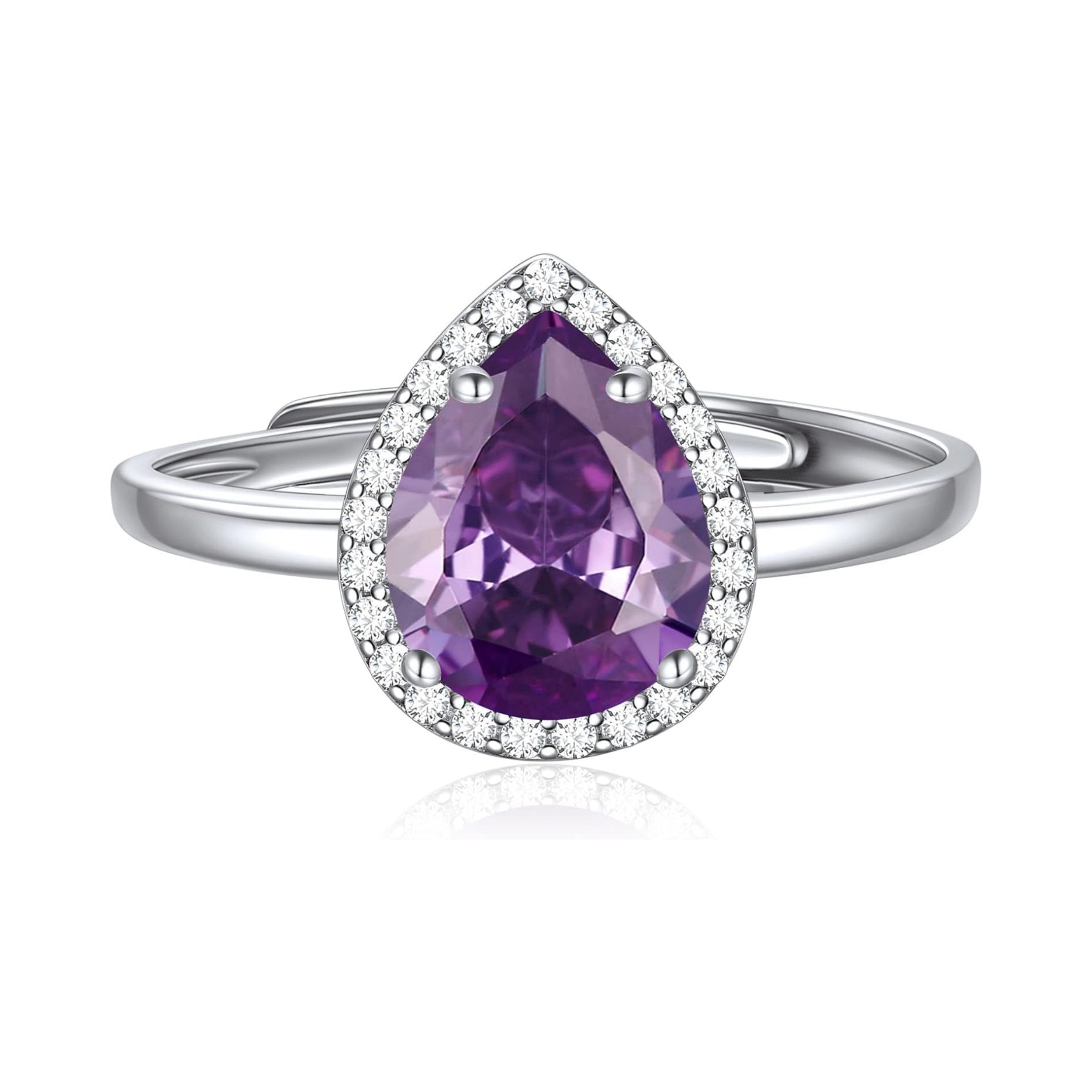 Pear Cut Teardrop February Birthstone Promise Ring 