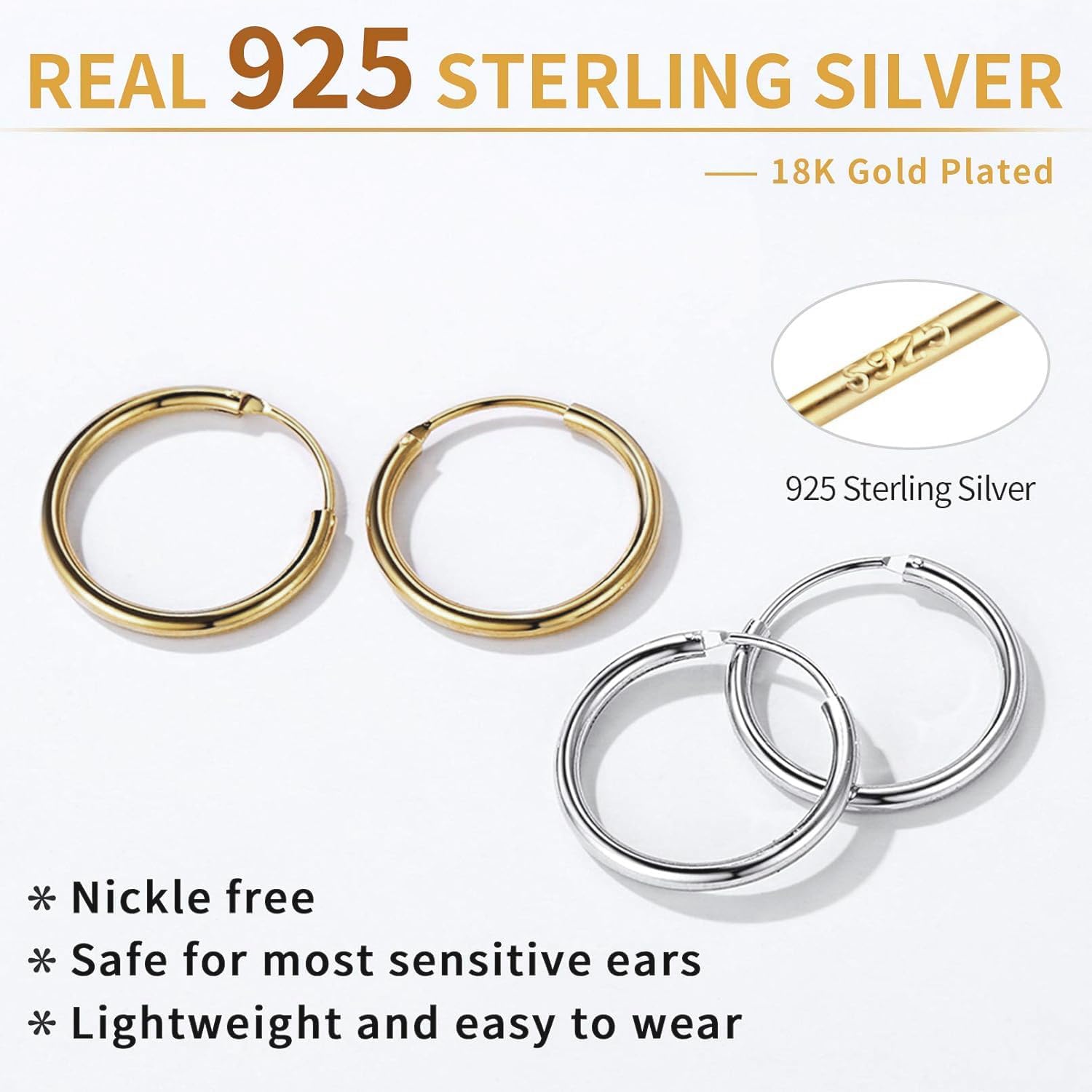 Sterling Silver Lightweight Endless Hoop Earring