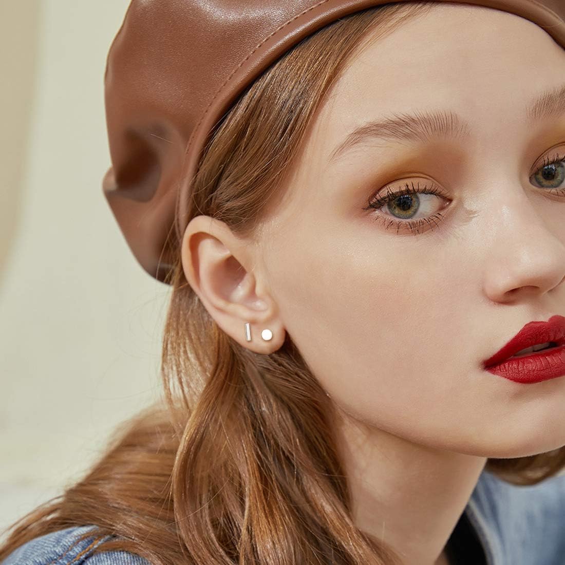 Dainty Simple Bar Stud Earrings for Women