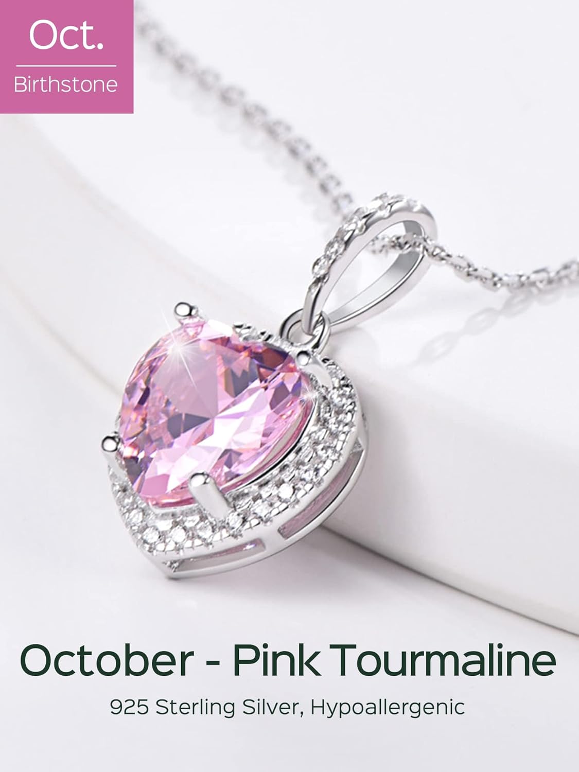 Heart Birthstone With Cubic Zirconia Necklace