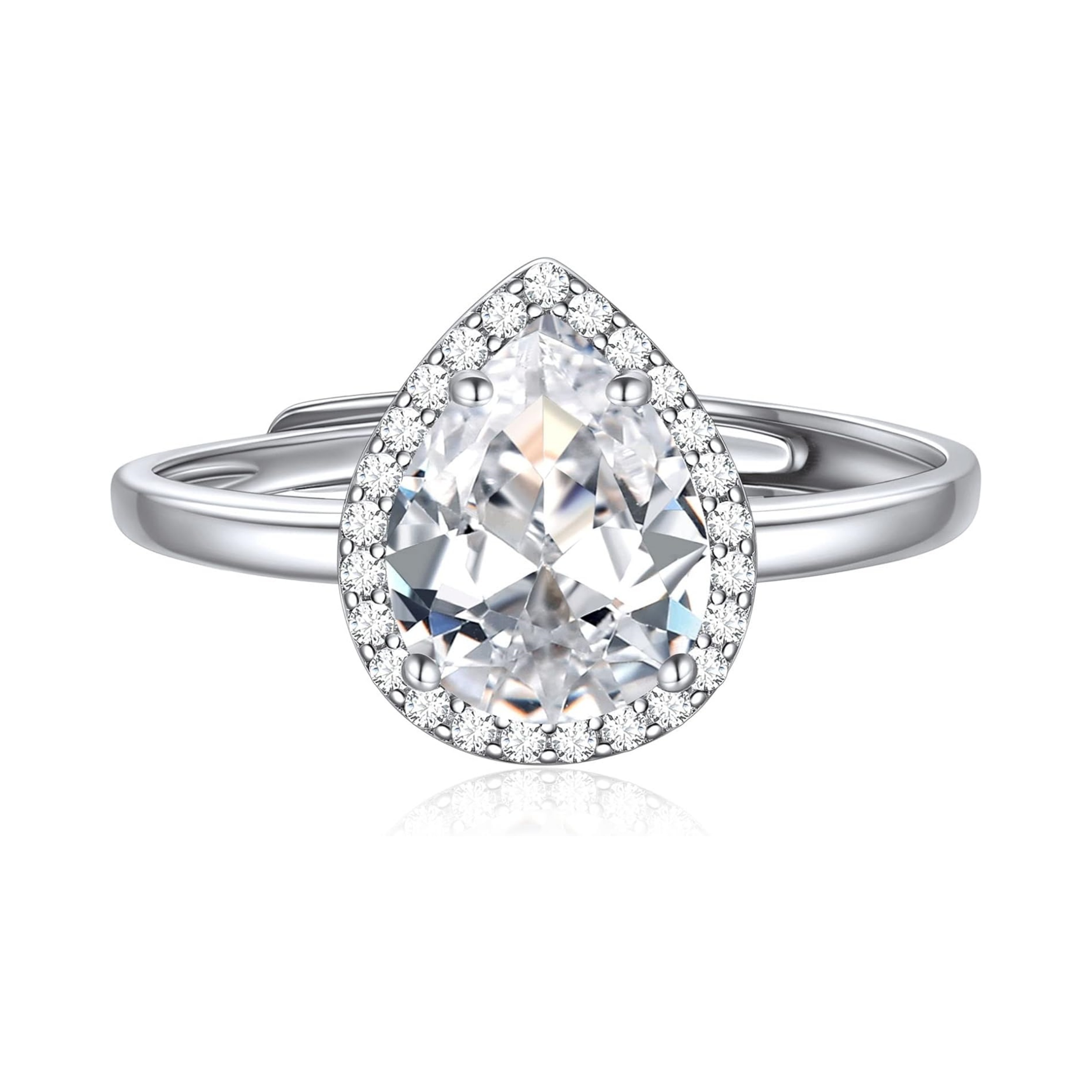 Pear Cut Teardrop April Birthstone Promise Ring 