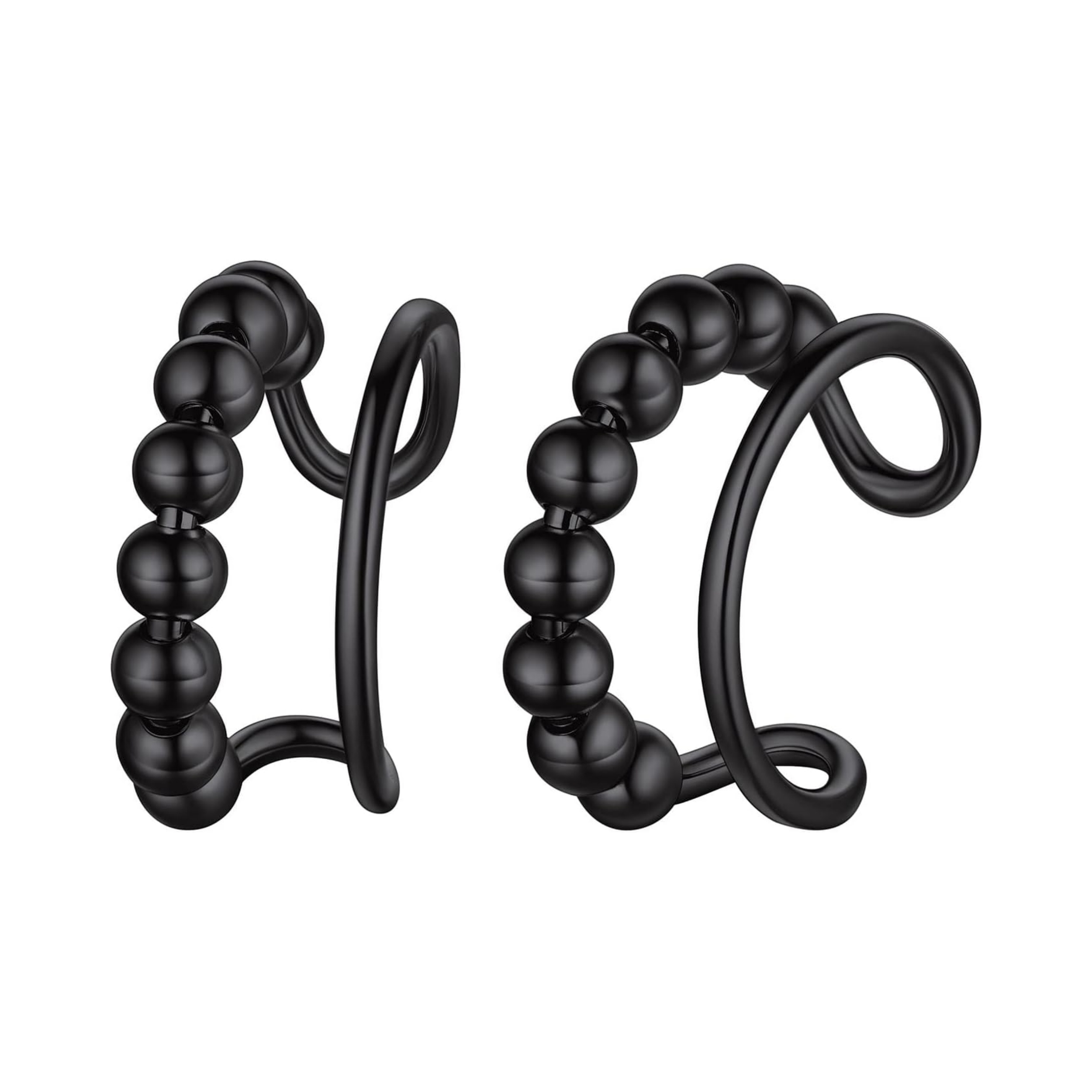 Beaded on Piercing Clip on Cartilage Cuff Earrings 