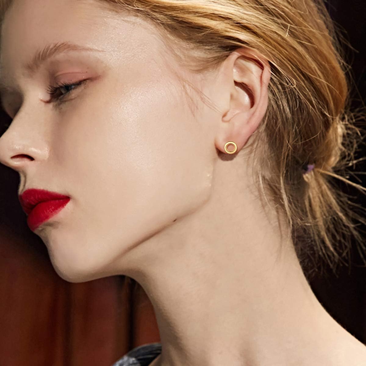 Dainty Simple Circle Stud Earrings for Women