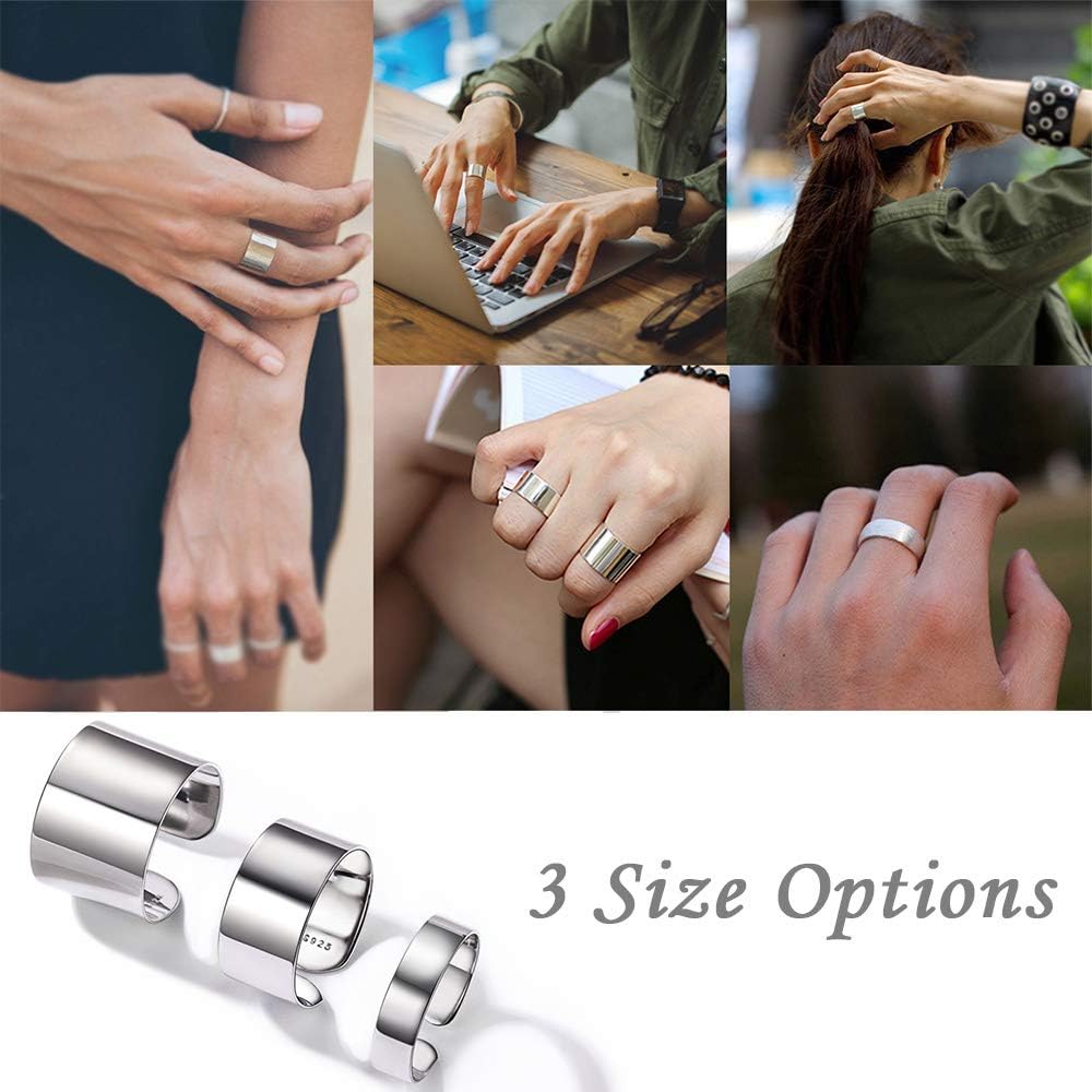 High Polished Plain Dome Adjustable Flat Wide Cuff Ring for Men & Women in Different Size