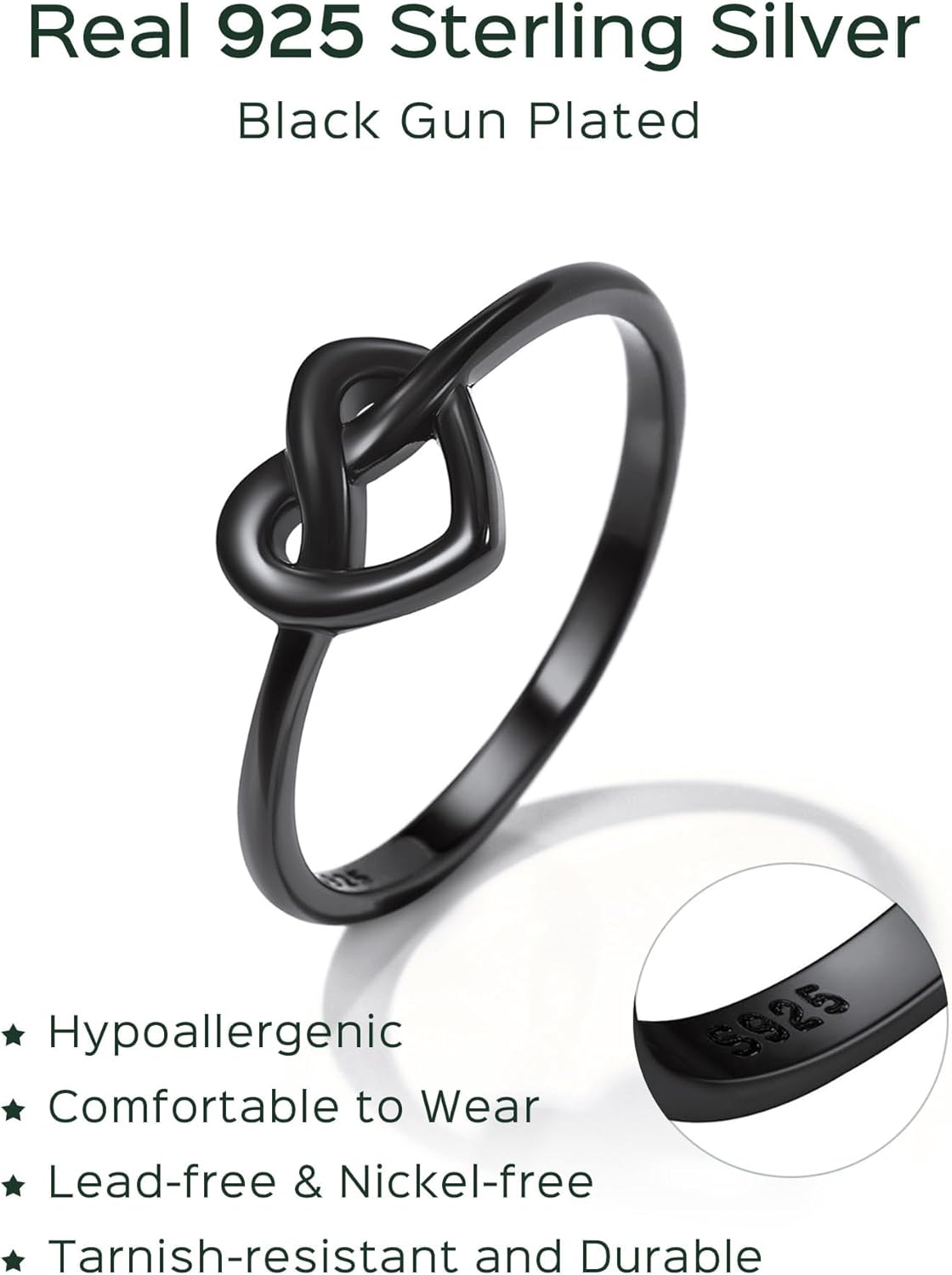 Sterling Silver Heart Celtic Knot Wedding Band Rings