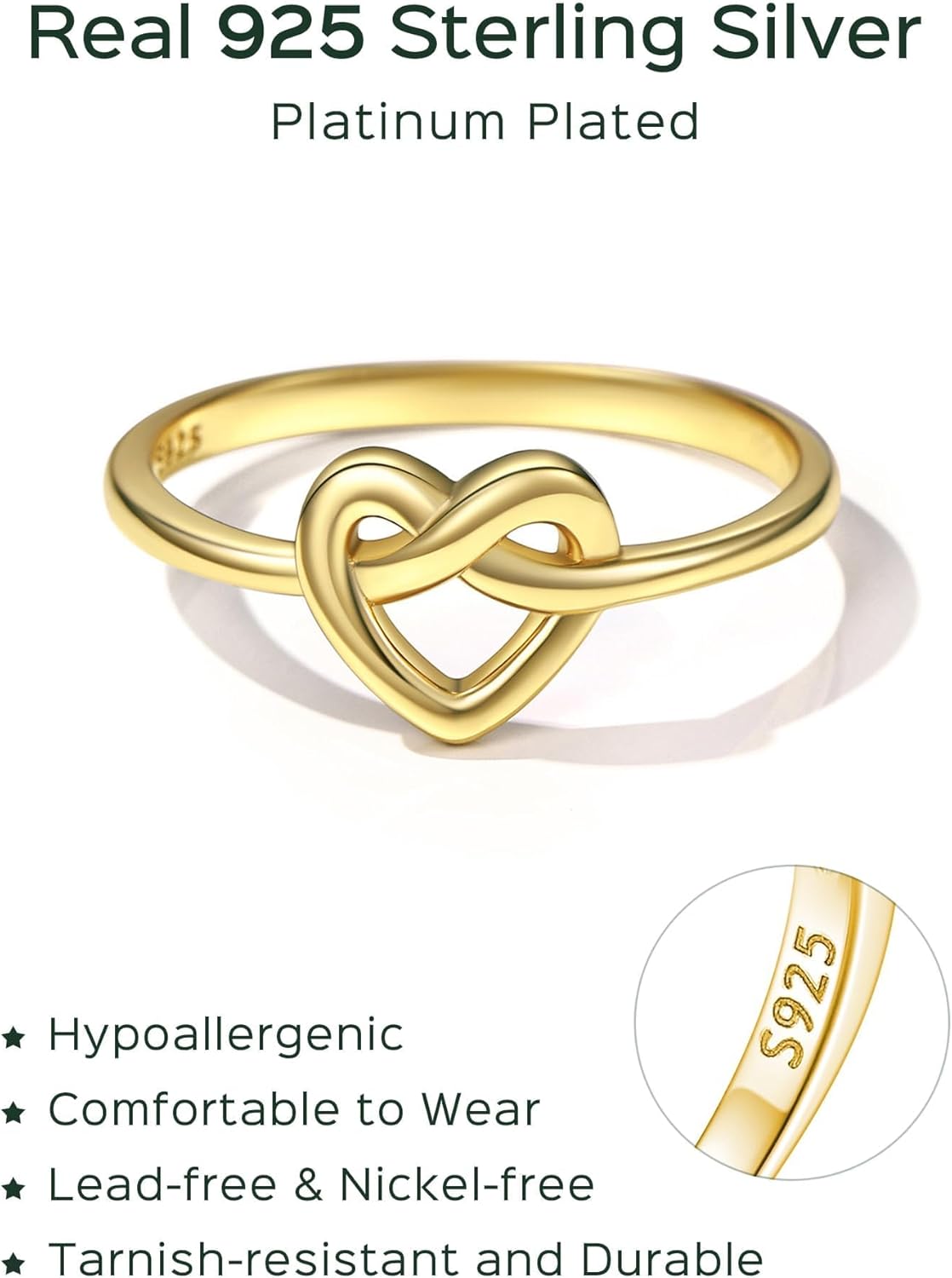 Sterling Silver Heart Celtic Knot Wedding Band Rings