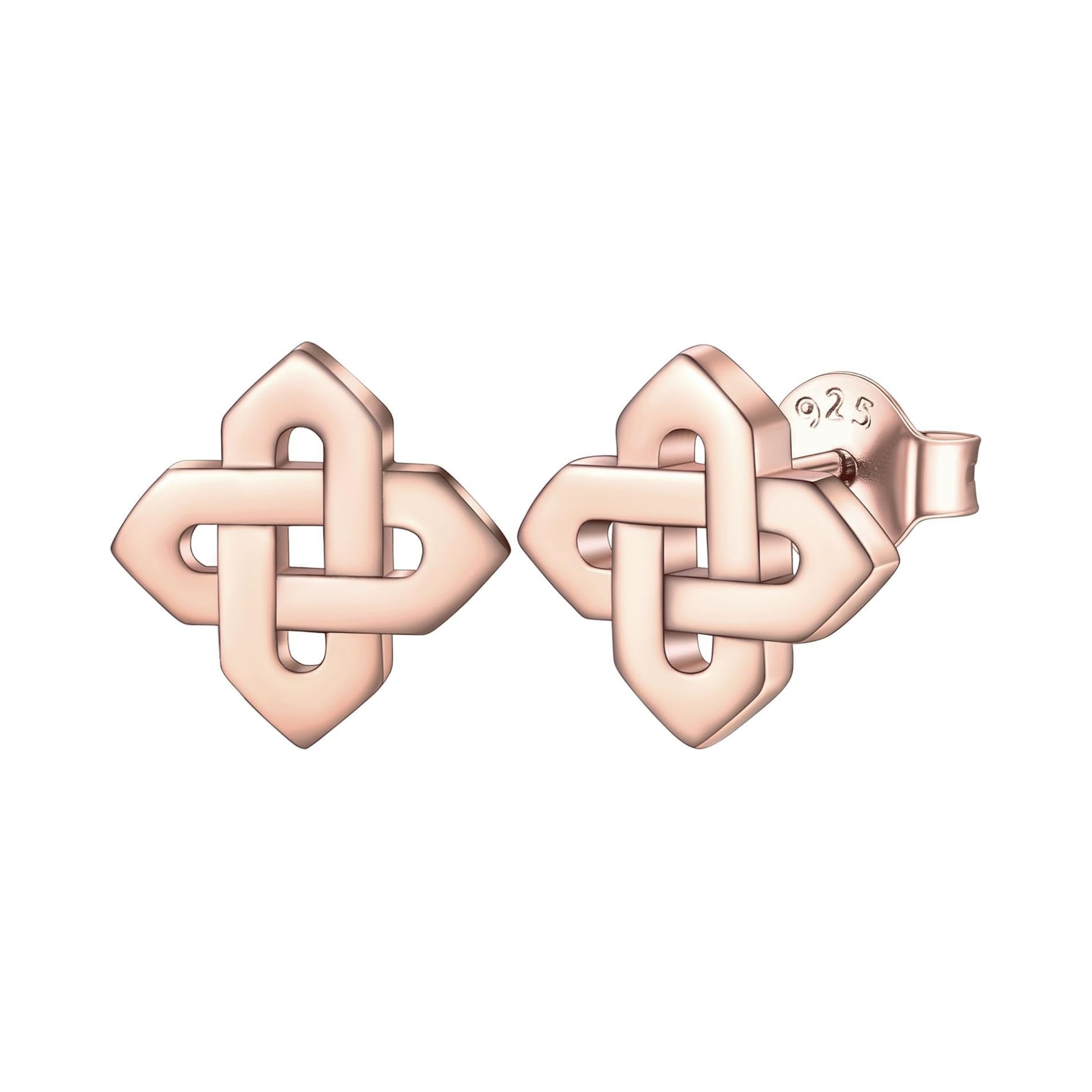 Quaternary Celtic Knot Stud Earrings, Rose Gold