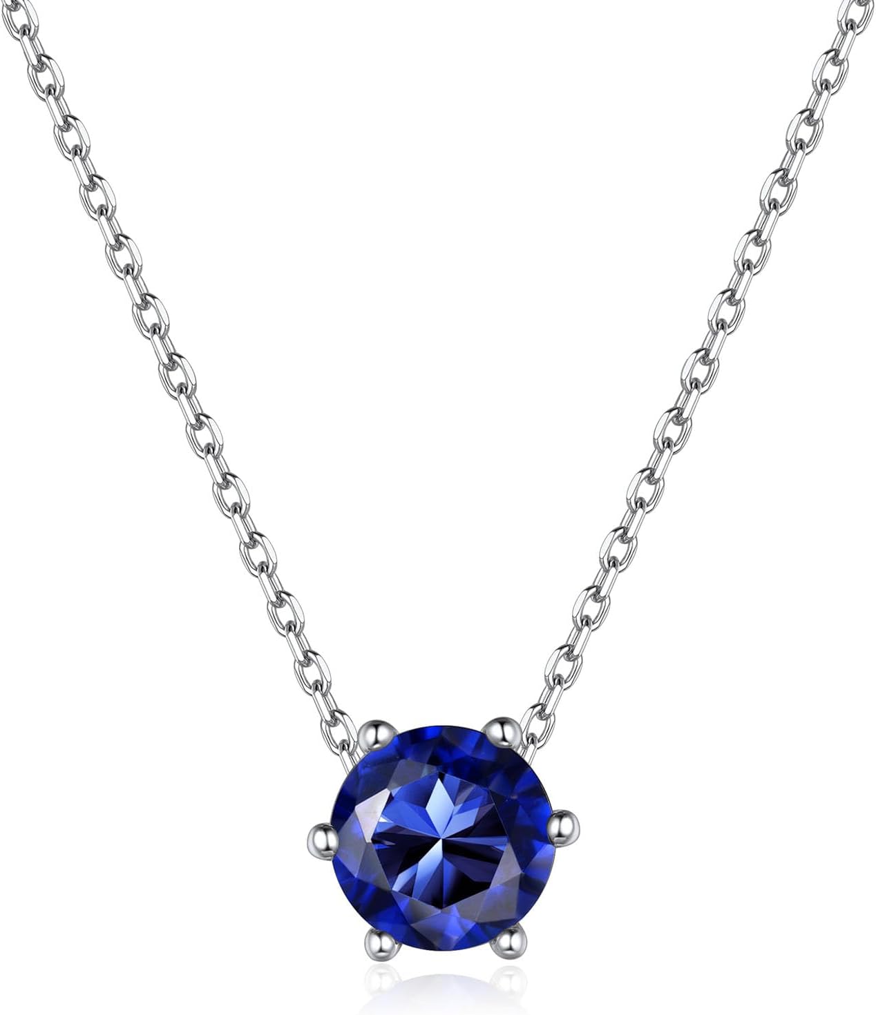 12 Months Sparkling Round Cut Created Birthstone Necklace for women, september birthstone, Sapphire Jewelry, Virgo Birthstone, Libra Birthstone, sterling silver jewlery, gift idea