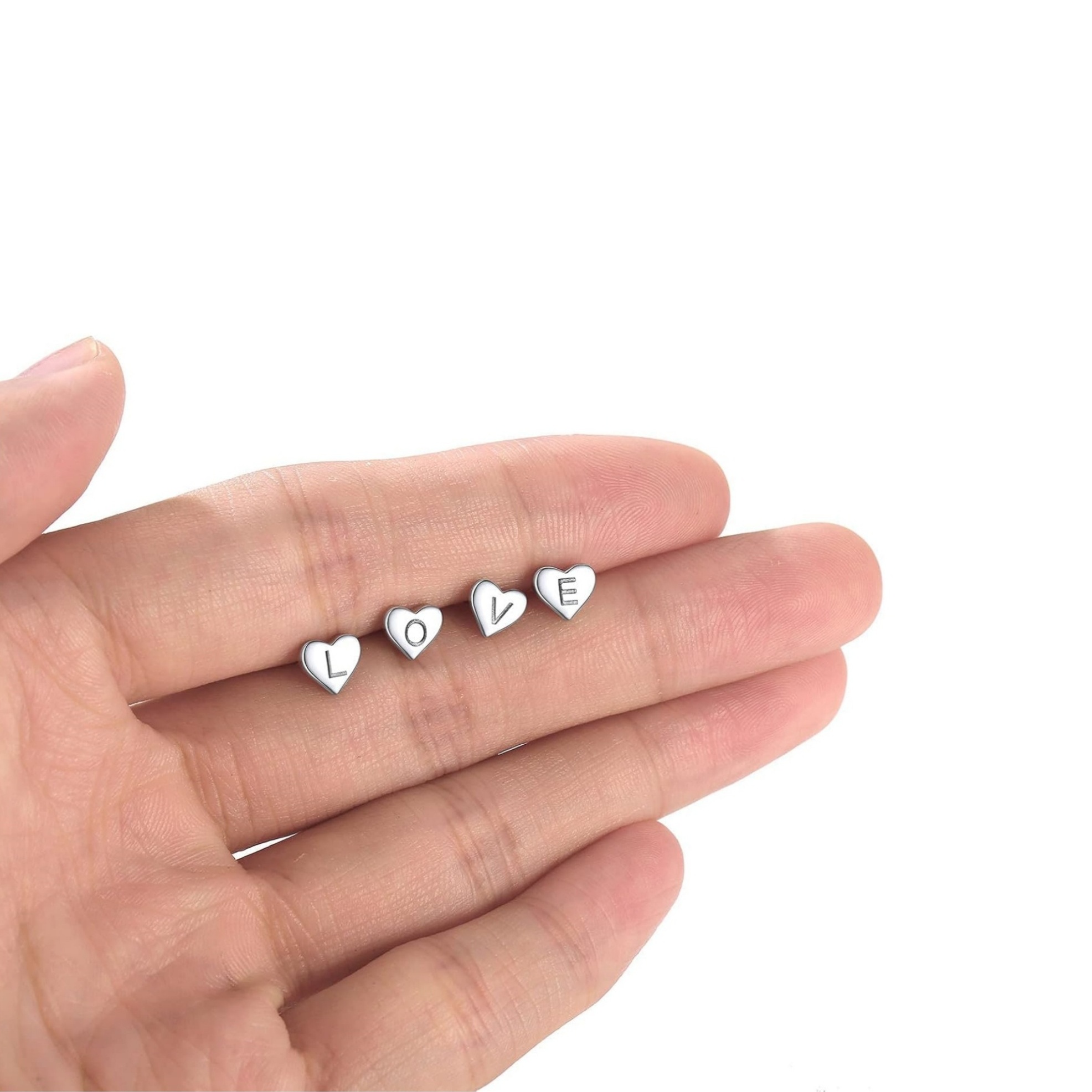 Heart Initial Stud Earrings for Women, sterling silver jewlery, sterling silver earrings, heart earrings, gift idea, Initial Earrings