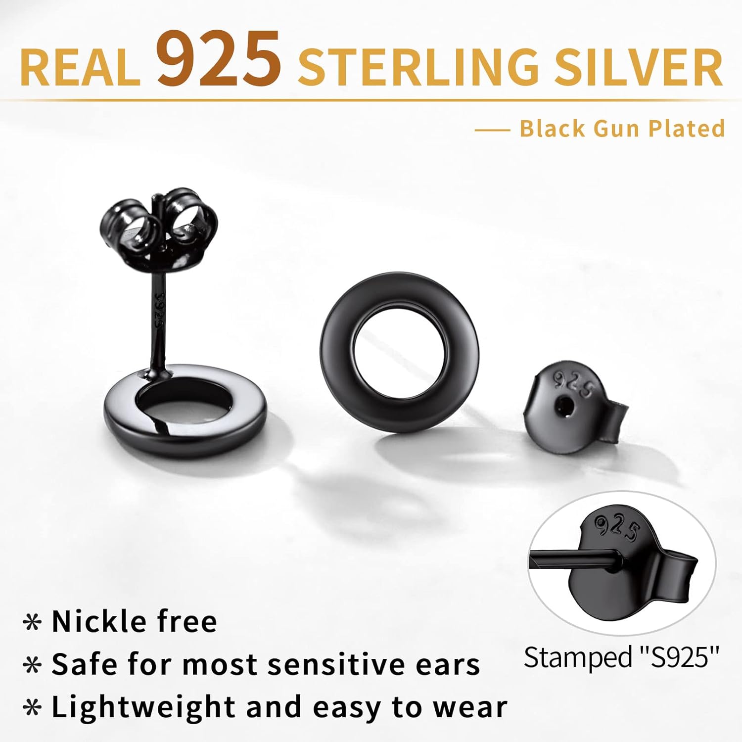 Sterling Silver Dainty Simple Circle Stud Earrings