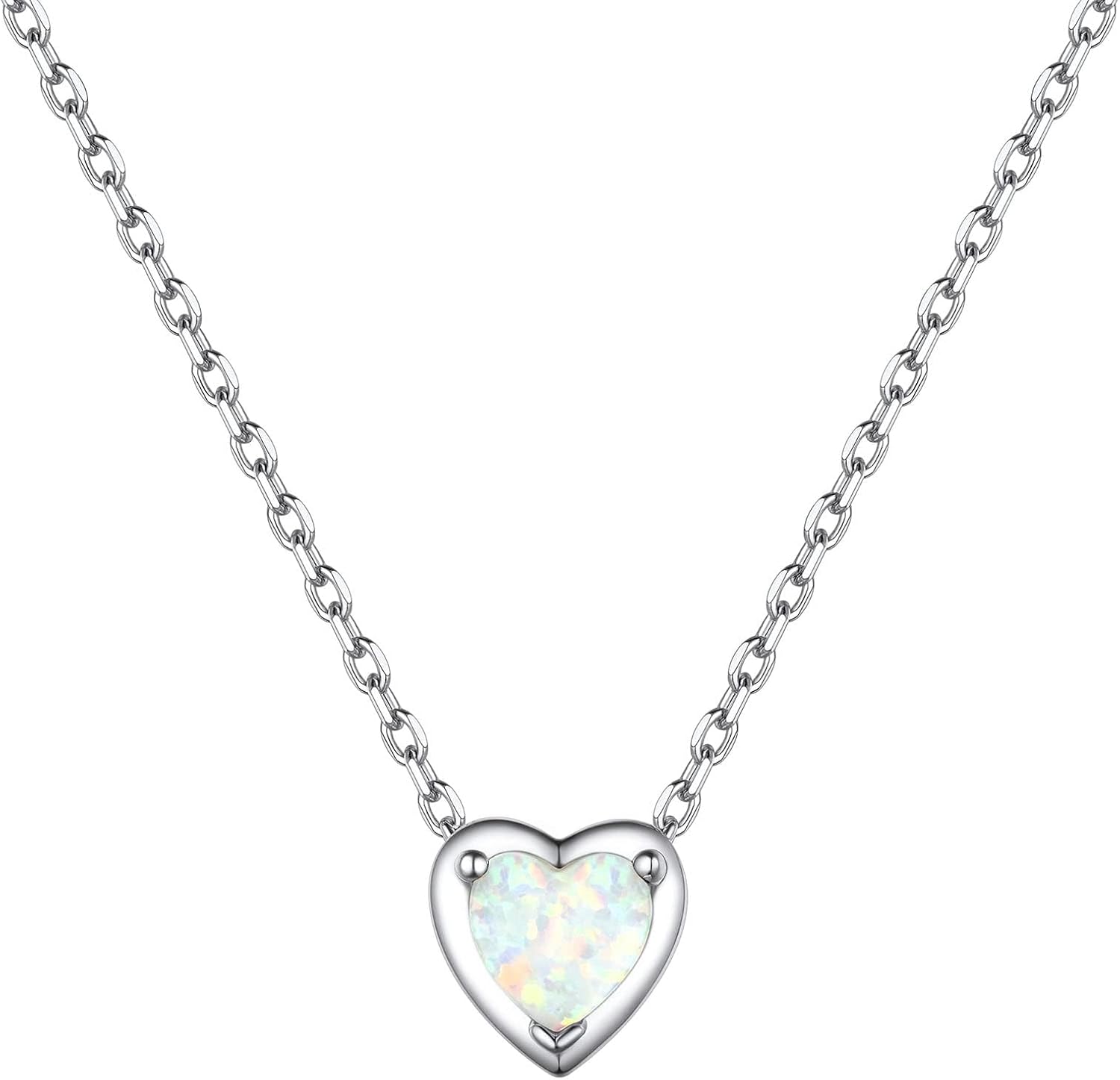 White Opal Jewelry Heart Pendant Necklace