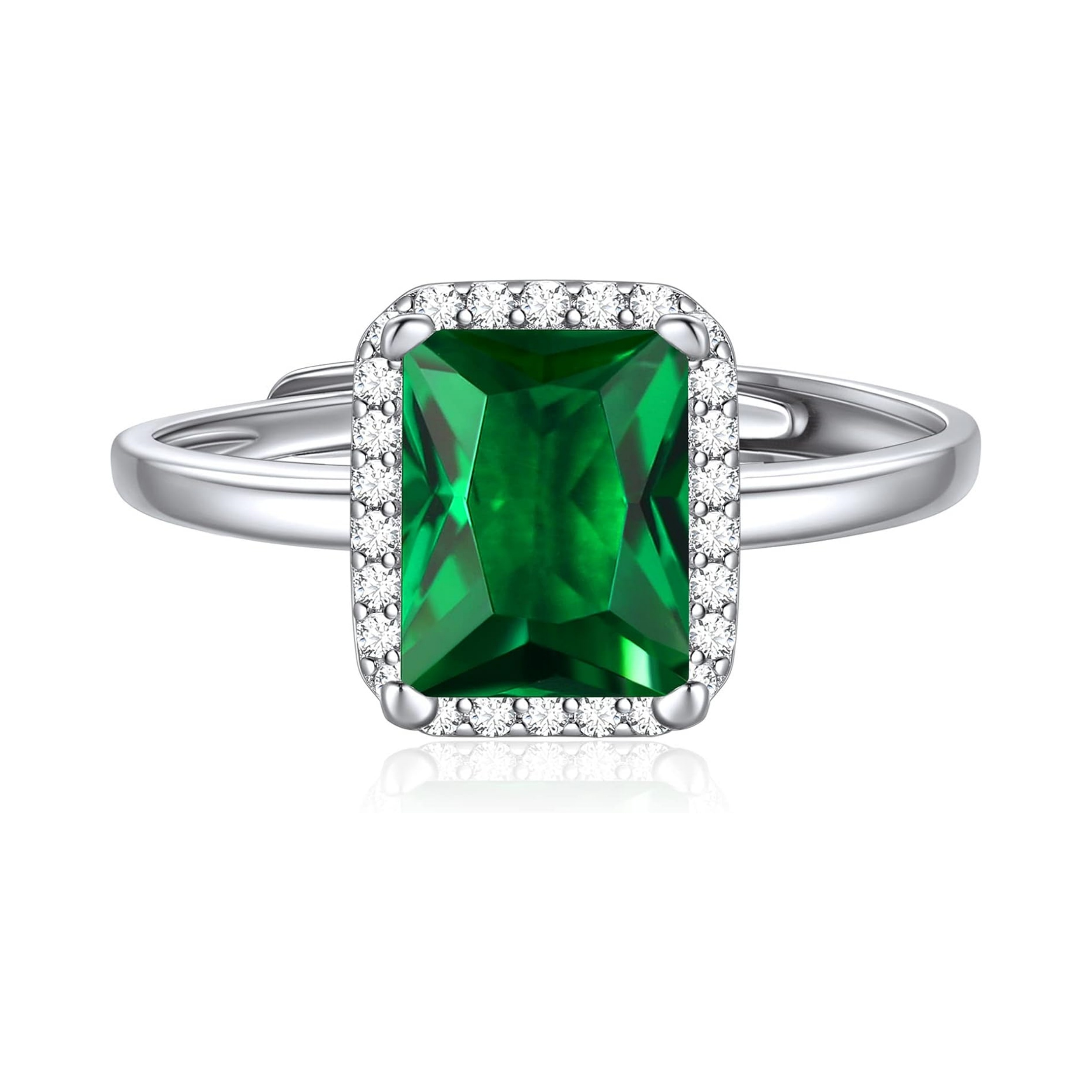 Square Emerald Cut May Birthstone Promise Ring