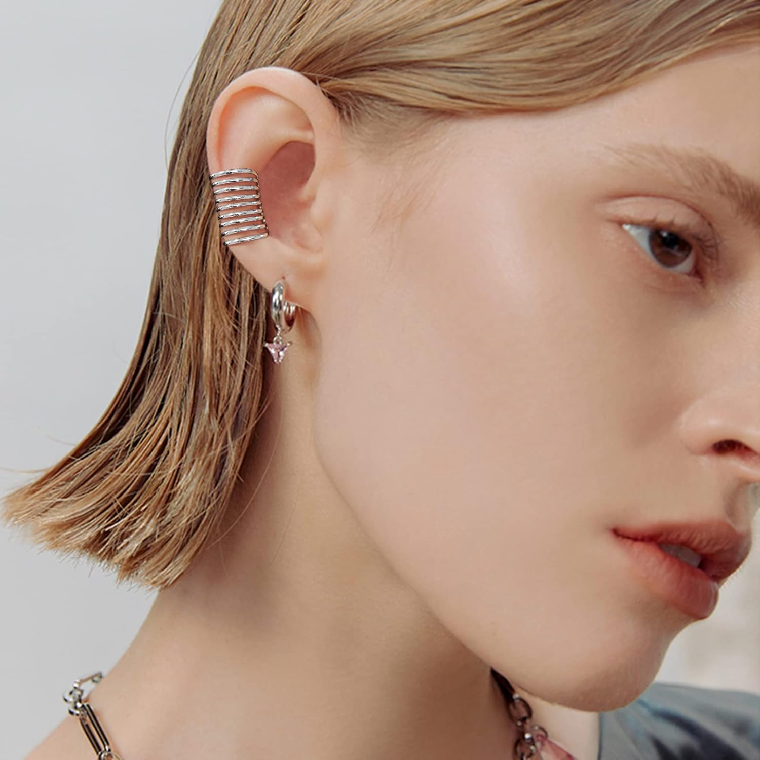 Multi Lines Non Piercing Clip on Cartilage Cuff Earrings for Women