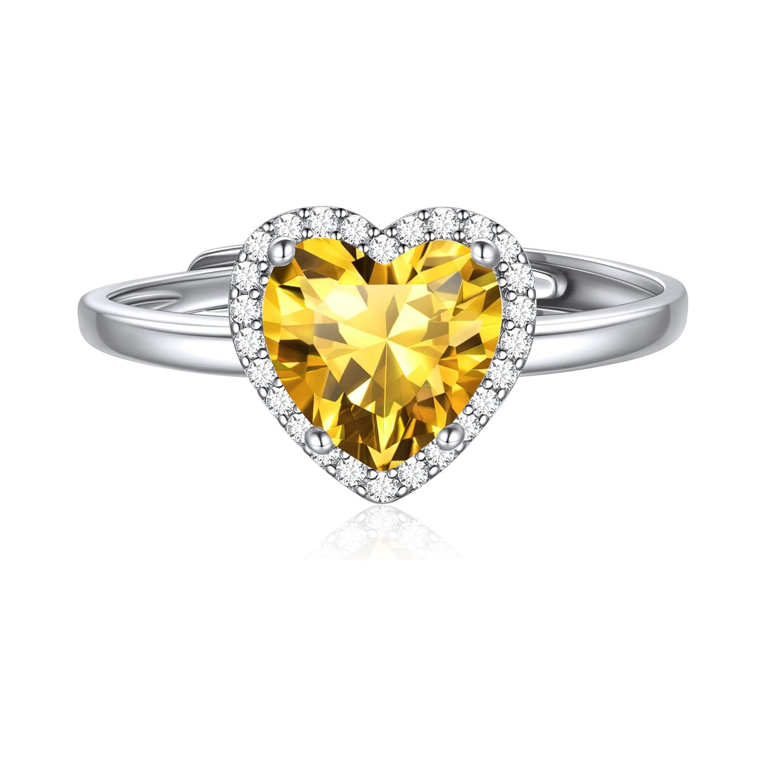 Heart Emerald Cut November Birthstone Promise Ring