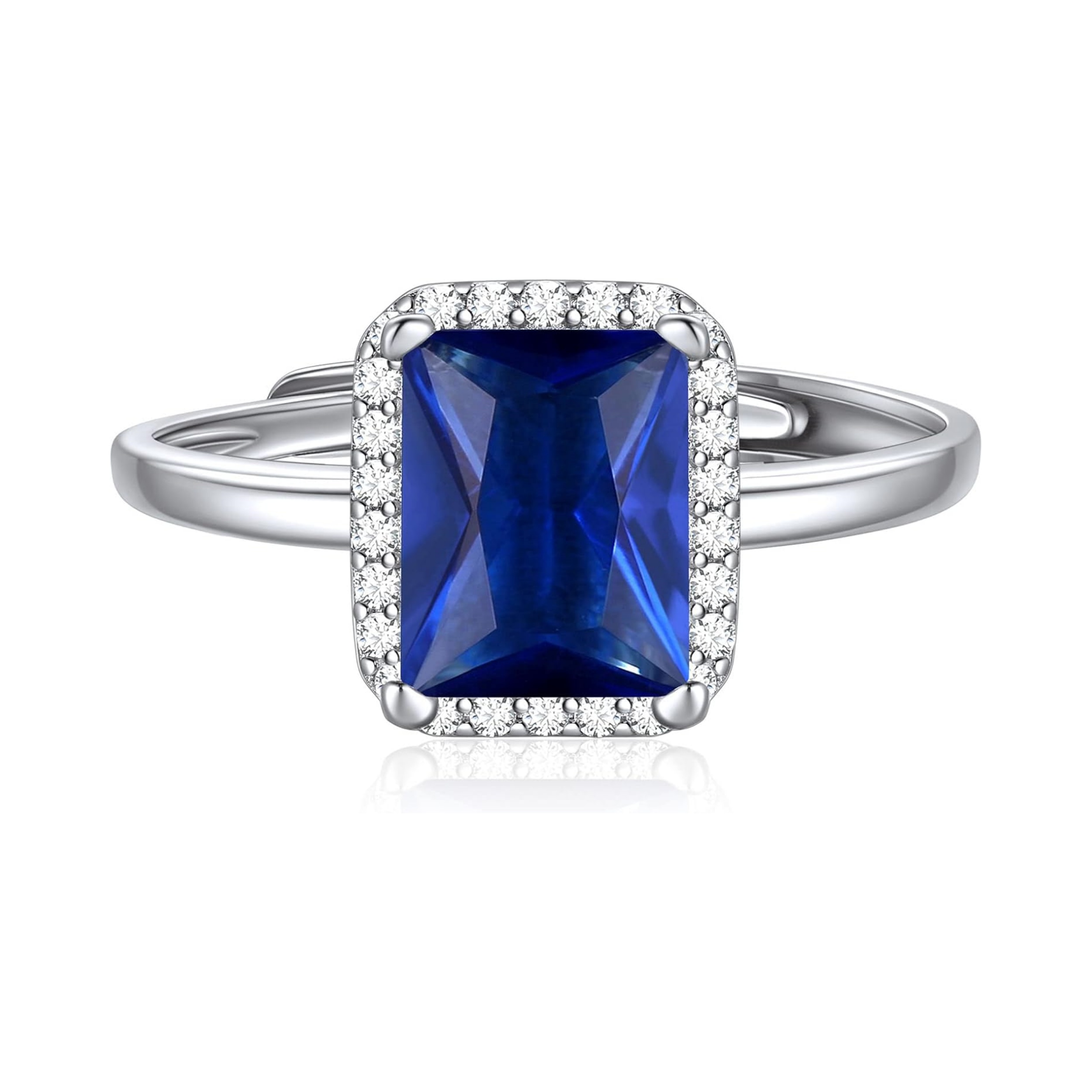Square Emerald Cut September Birthstone Promise Ring
