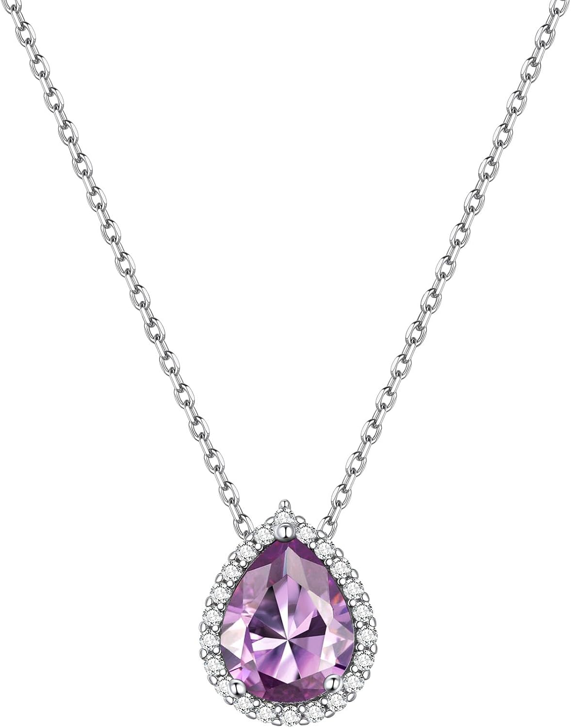 Pear Cut Teardrop Birthstone Diamond Necklace