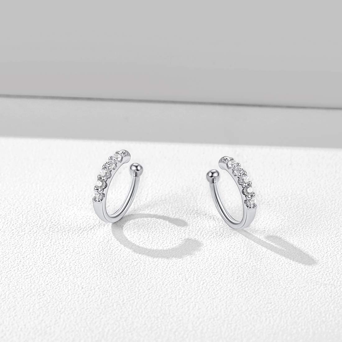 Cubic Zirconia Overlay Non Piercing Clip on Cartilage Cuff Earrings